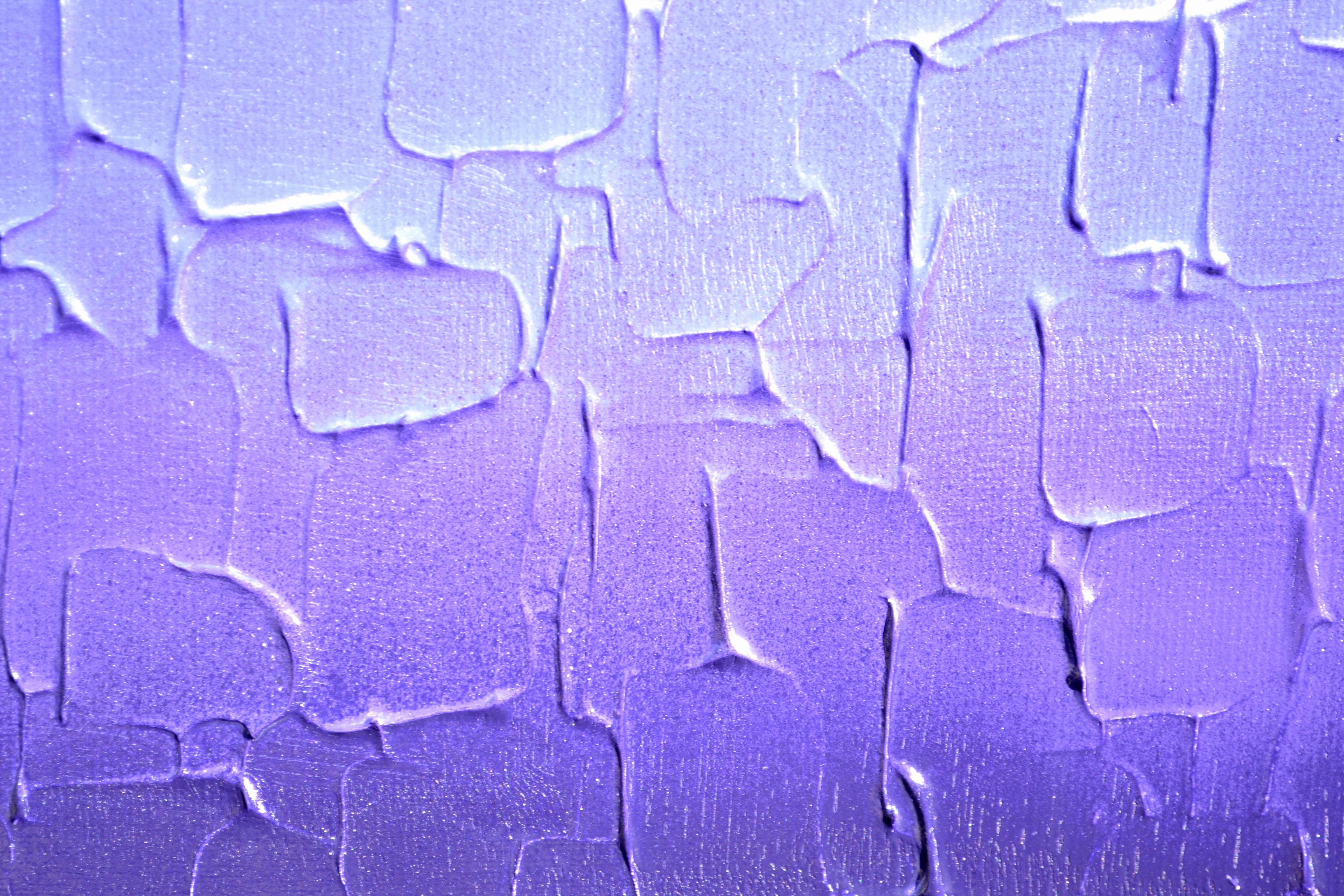 Tranquil - Purple Gradient - Grande peinture abstraite au couteau à palette en relief en vente 2