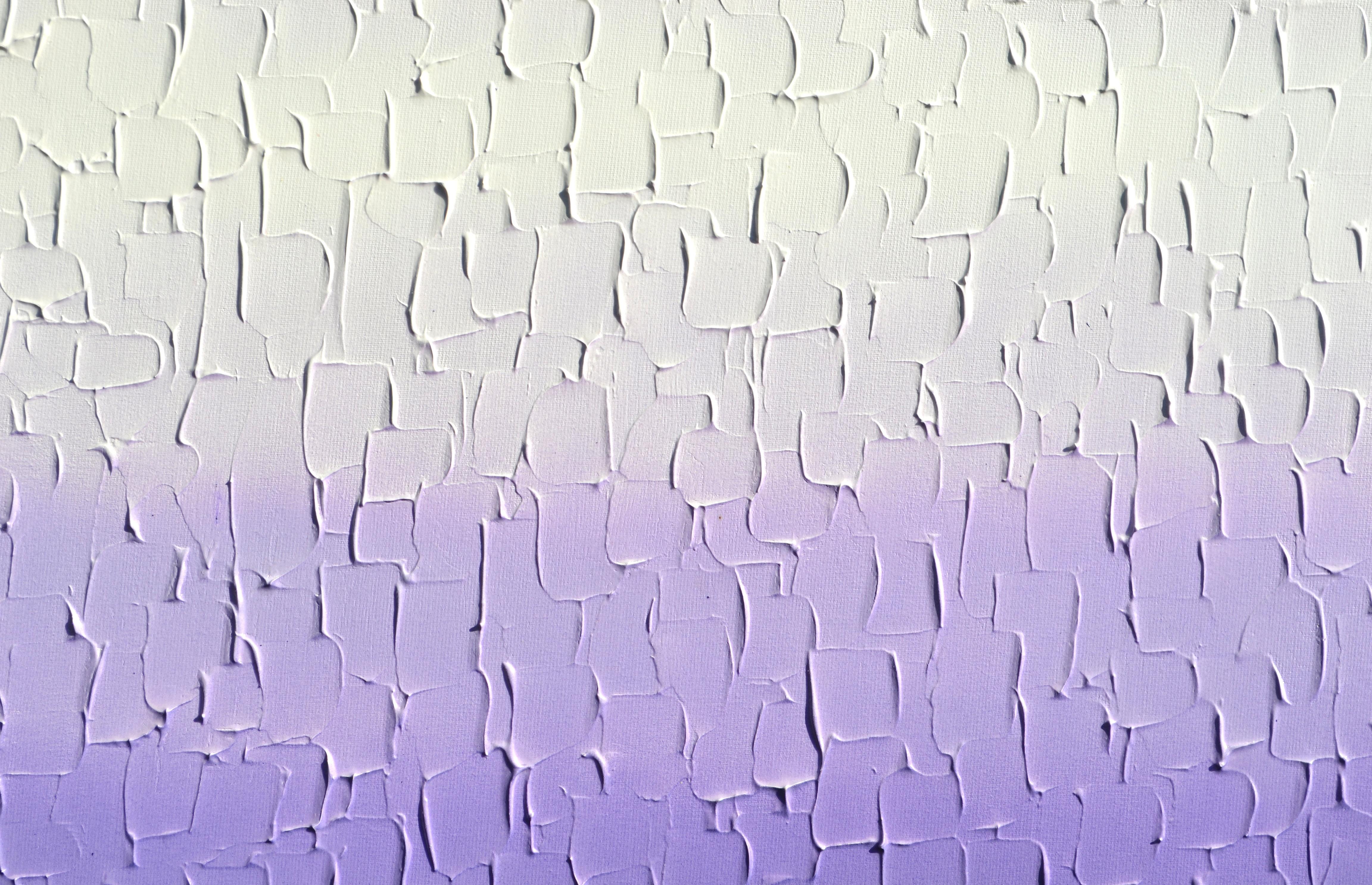 Tranquil - Purple Gradient - Grande peinture abstraite au couteau à palette en relief en vente 3