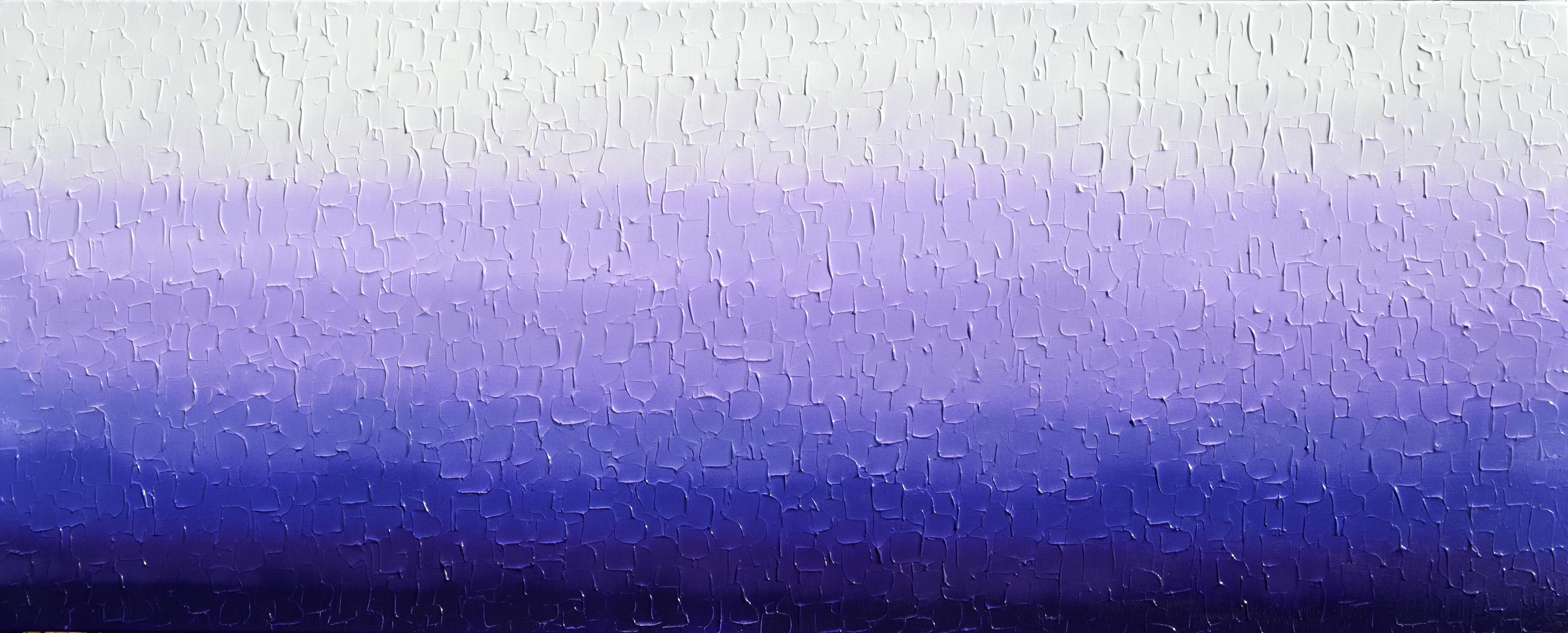 Tranquil - Purple Gradient - Grande peinture abstraite au couteau à palette en relief