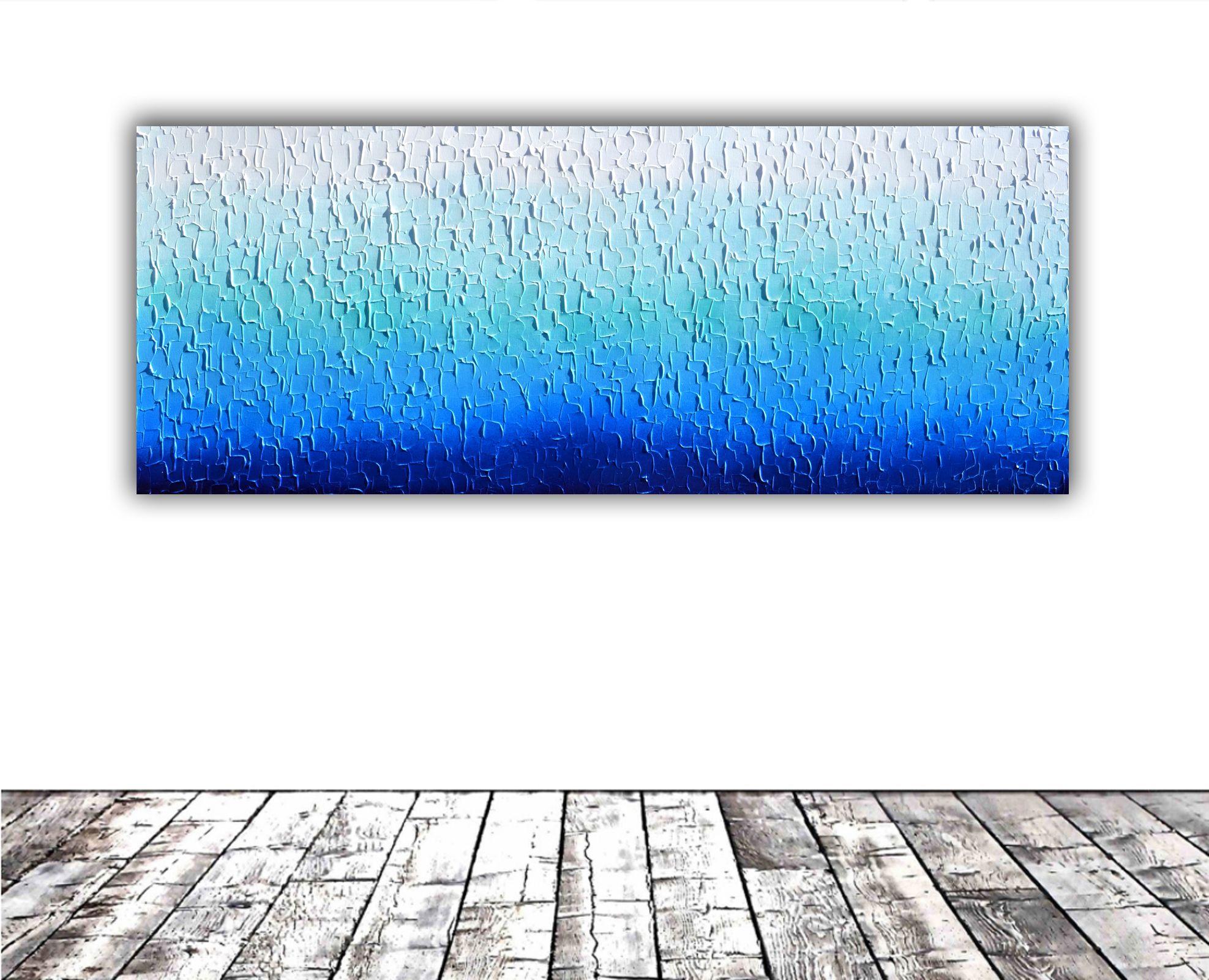 Tranquil XVIII, Painting, Acrylic on Canvas - Blue Abstract Painting by SOOS TIBERIU