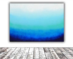 Tranquil XXI - Large Pallet Knife Relief Blue Gradient Abstract Painting 2025
