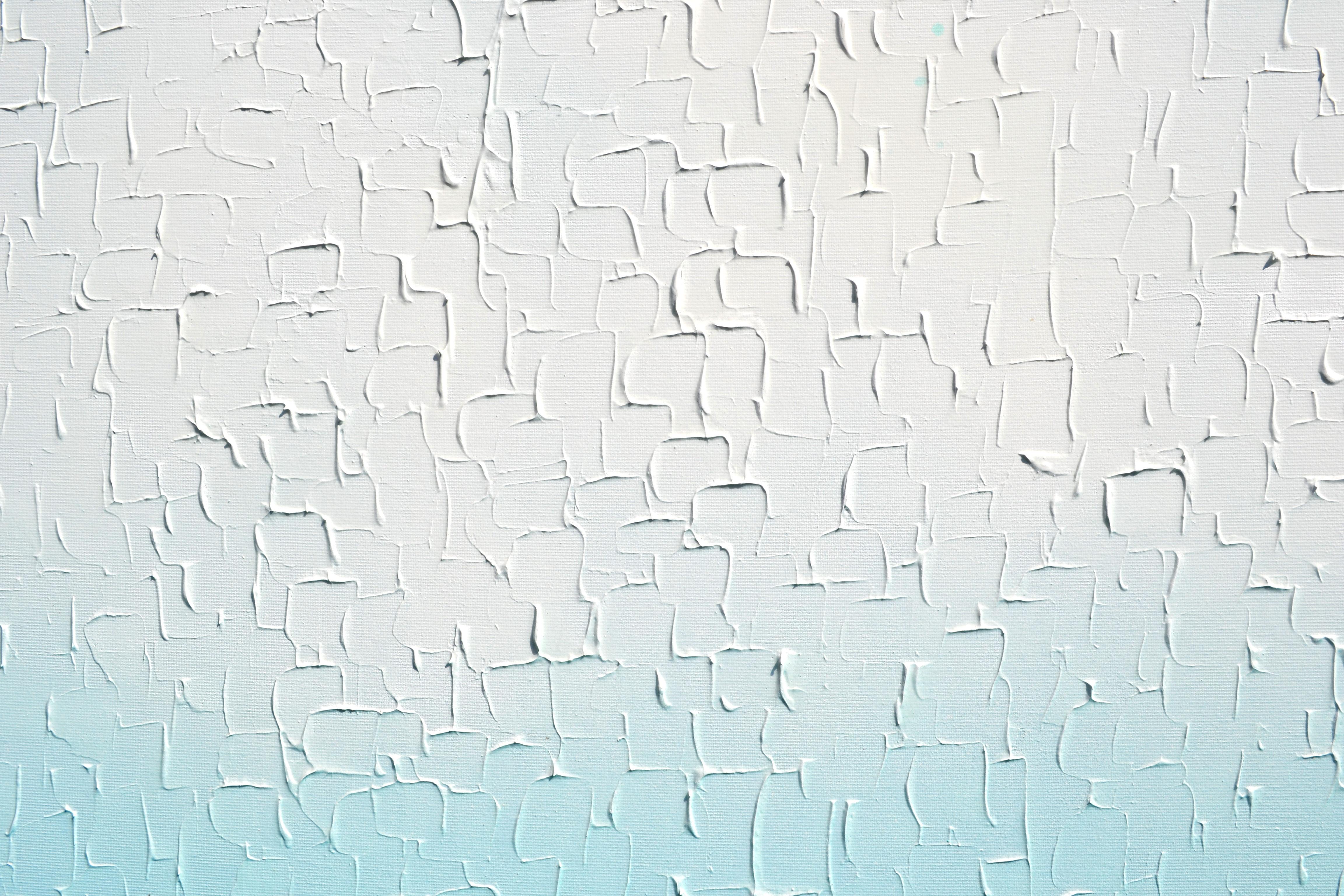 Tranquil XXI - Grand couteau à palette en relief, peinture abstraite dégradée bleue - Abstrait Painting par SOOS TIBERIU