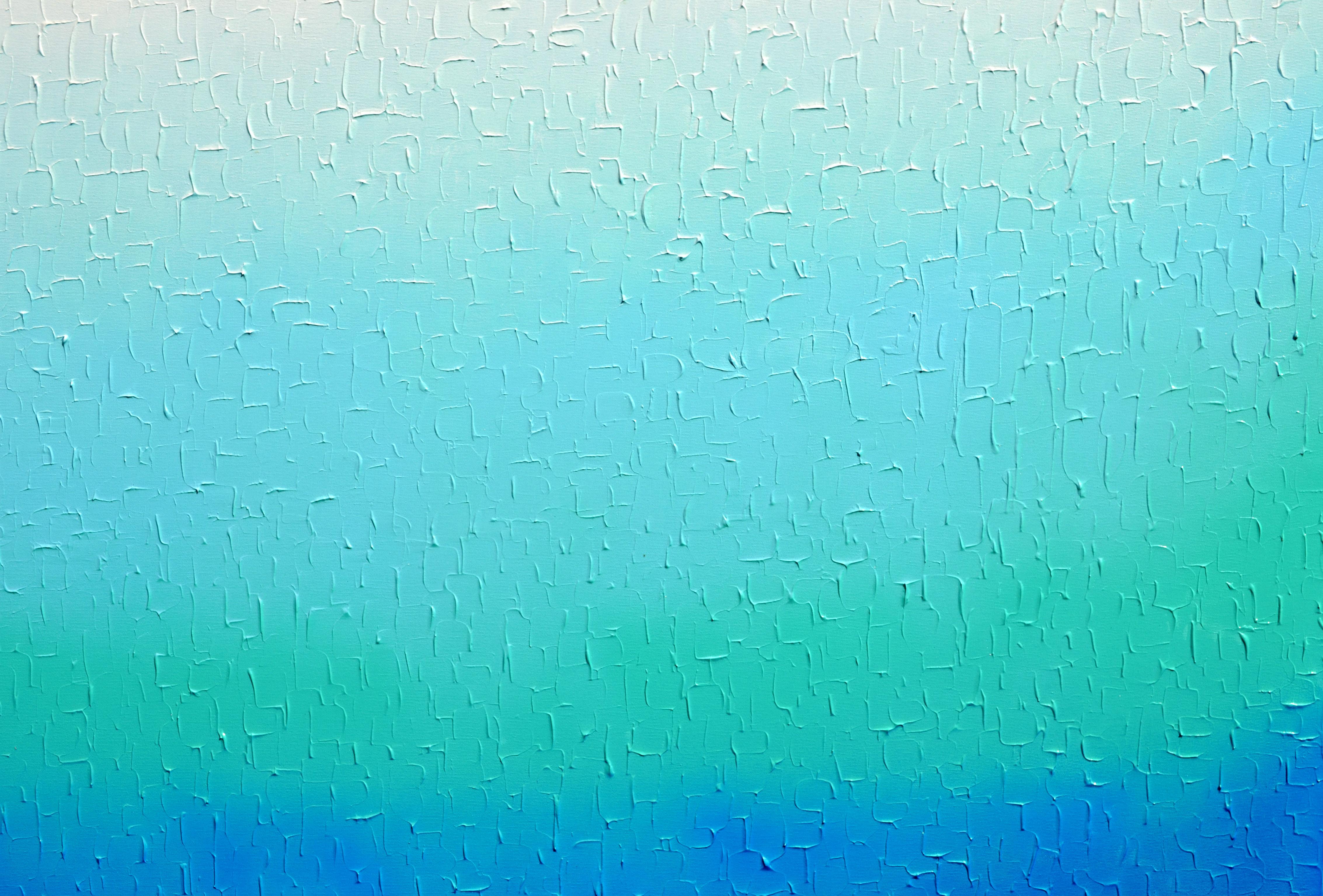 Tranquil XXI - Grand couteau à palette en relief, peinture abstraite dégradée bleue en vente 3