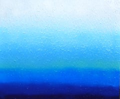Tranquil XXII - Grande peinture abstraite bleu dégradé