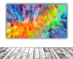 Water meets Fire 3 - Large Abstract Fluid Painting, Painting, Acrylic on Canvas