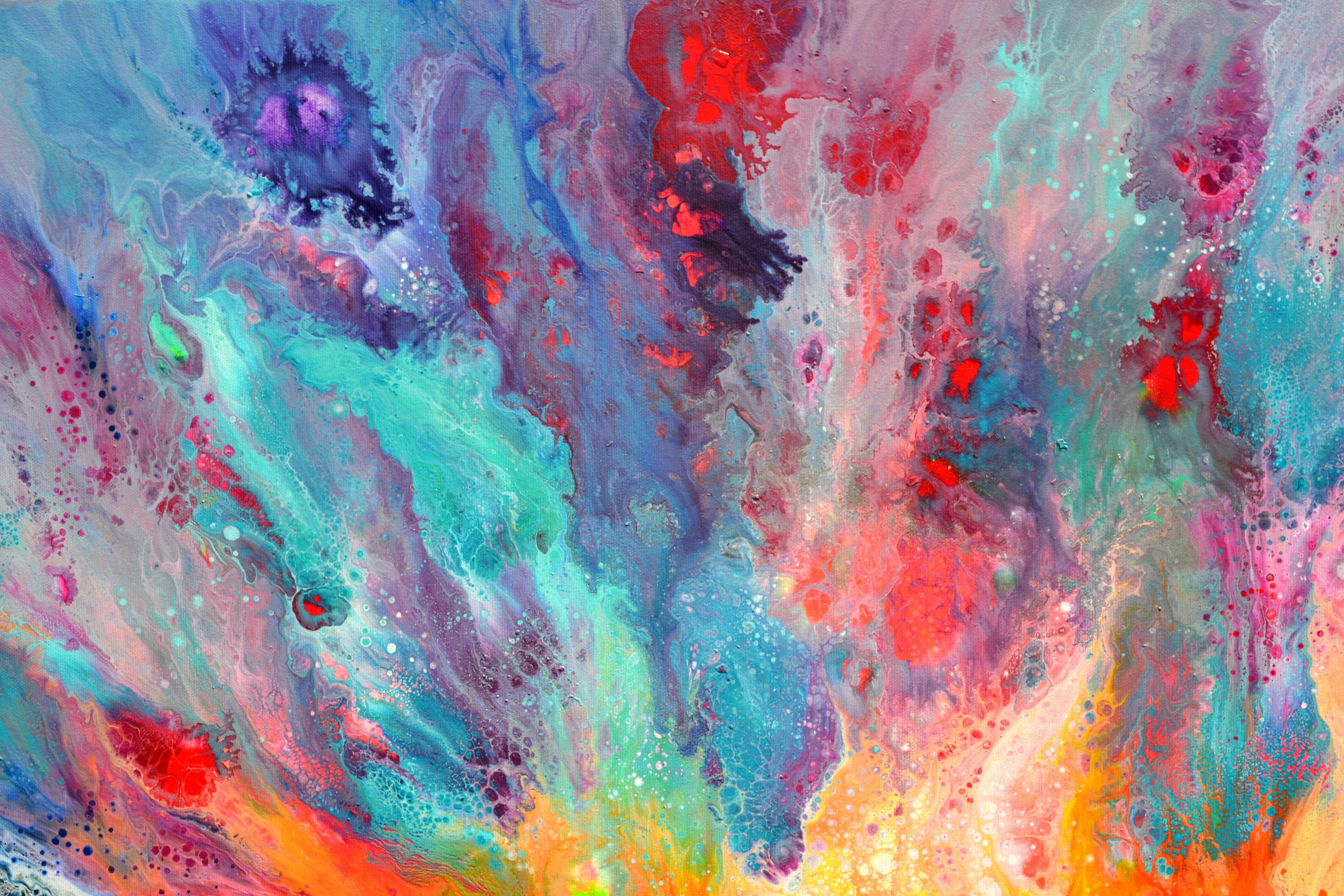L'acqua incontra il fuoco 3 - Quadro astratto fluido di grandi dimensioni, Pittura, Acrilico su tela - Painting Astratto di SOOS TIBERIU