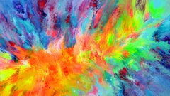 Water meets Fire 3 - Large Abstract Fluid Painting, Painting, Acrylic on Canvas