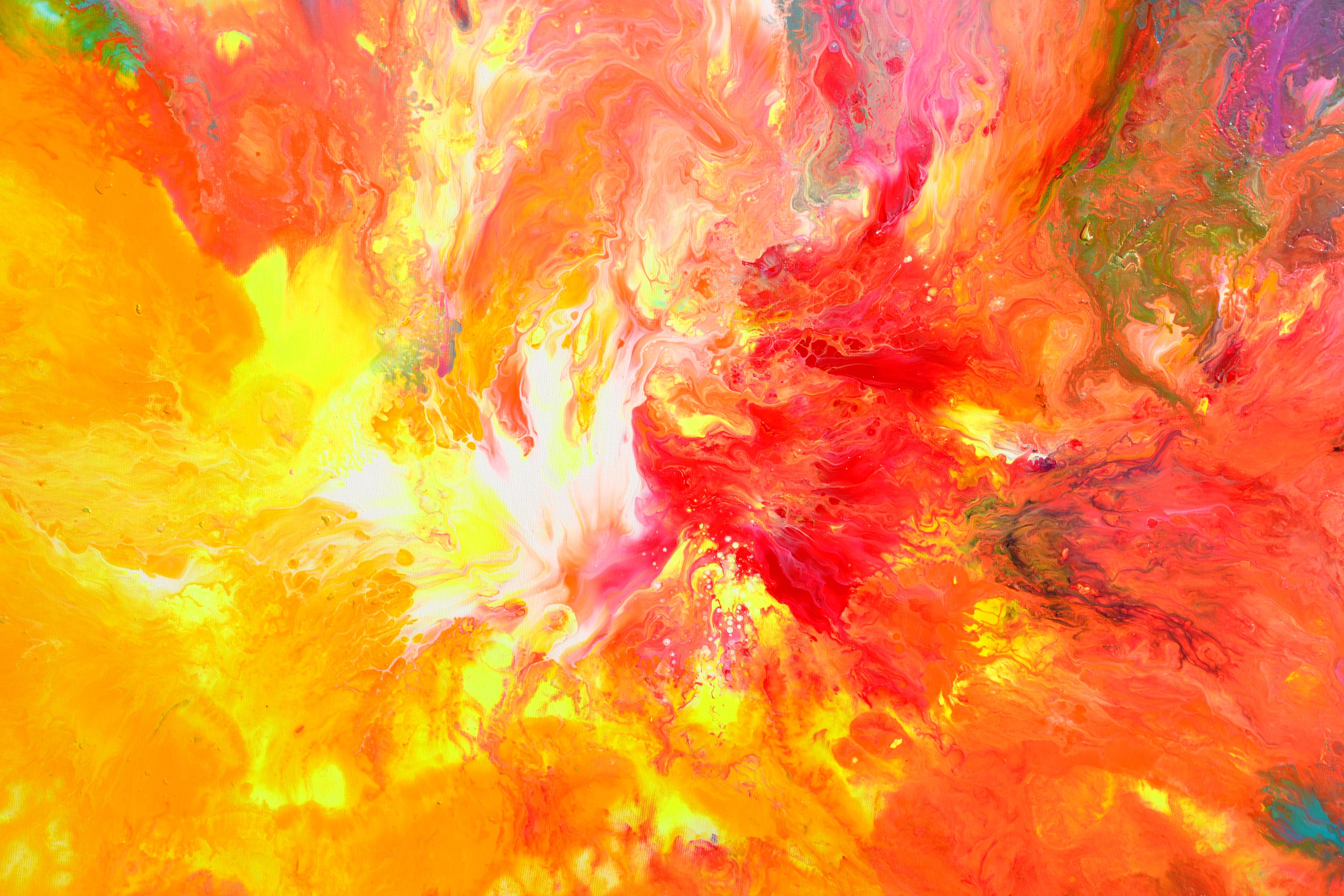 This amazing piece of art is part of Water meets Fire collection, very dynamic, colorful, vivid and harmonized compositions, made of puring fluid varnished acrylics on stretched canvases.
Ready to hang with the edges painted - GALLERY 3D