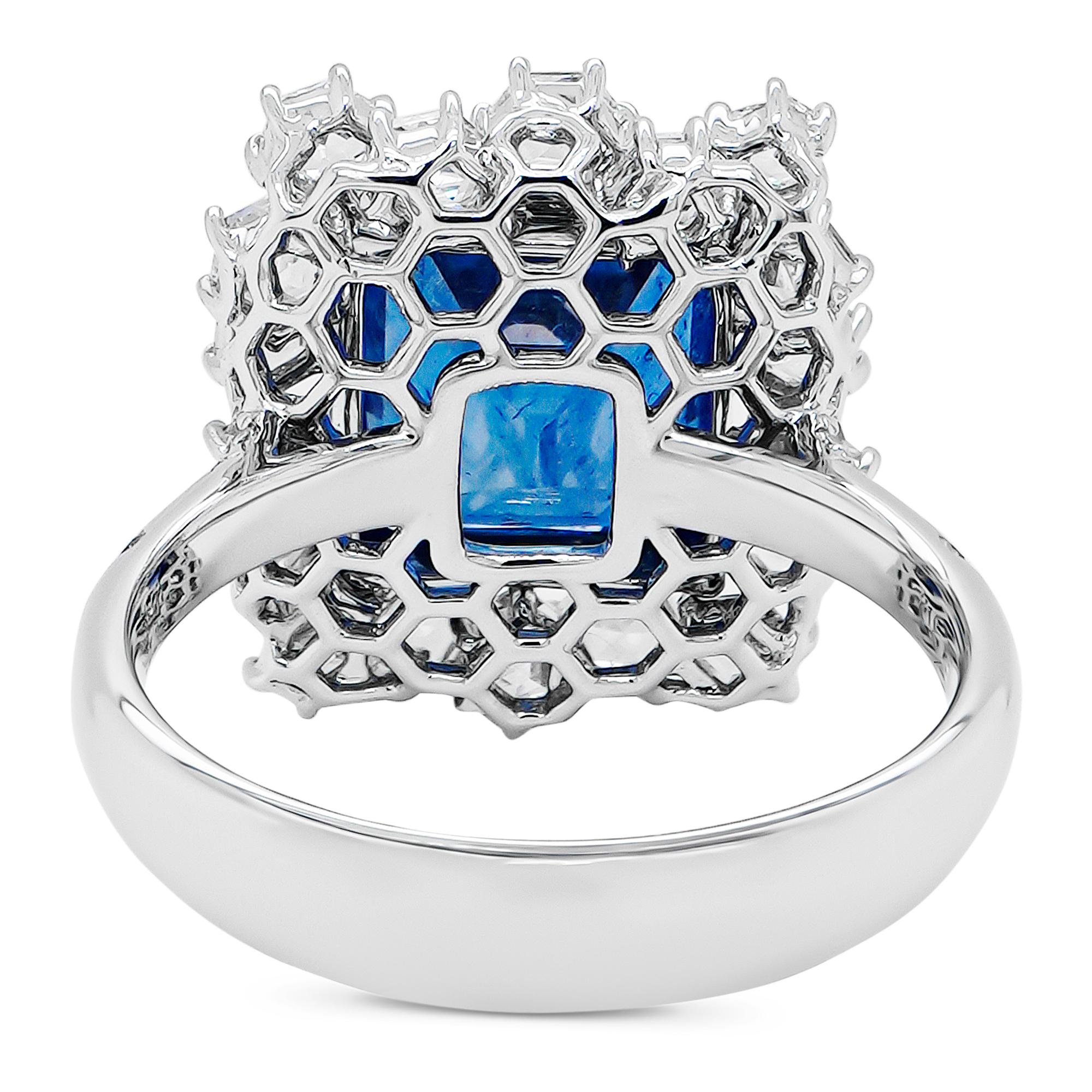 Art Nouveau Soothing Blue Sapphire 6 Carat Certified Classical Solitaire 18K Diamond Ring For Sale