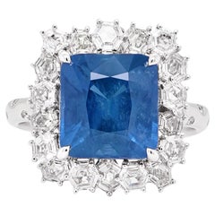 Soothing Blue Sapphire 6 Carat Certified Classical Solitaire 18K Diamond Ring