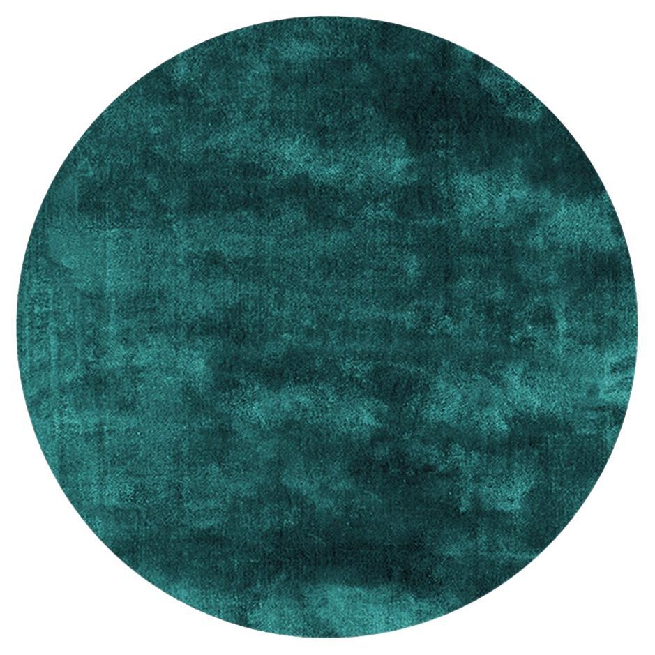 Soothing Hues Customizable Pallas Weave Round in Jungle Green Large For Sale