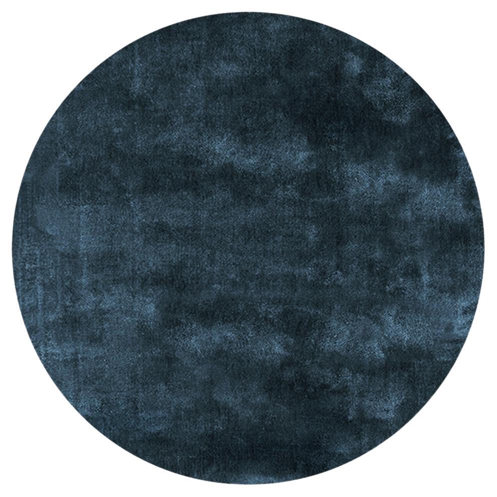 Soothing Hues Customizable Pallas Weave Round in Petrol XLarge For Sale
