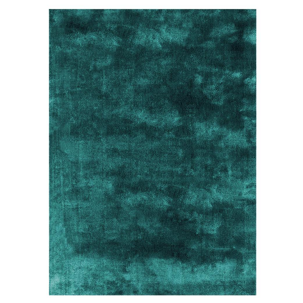 Soothing Hues Customizable Pallas Weave Rug in Jungle Green Large For Sale
