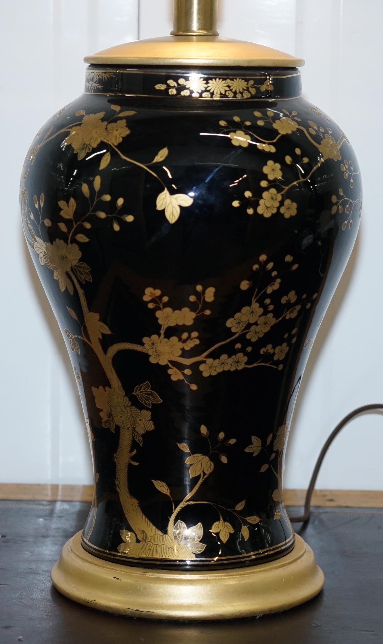 Porcelain Sop Display Ralph Lauren Large Gable Lamp Blak Gol Chinese