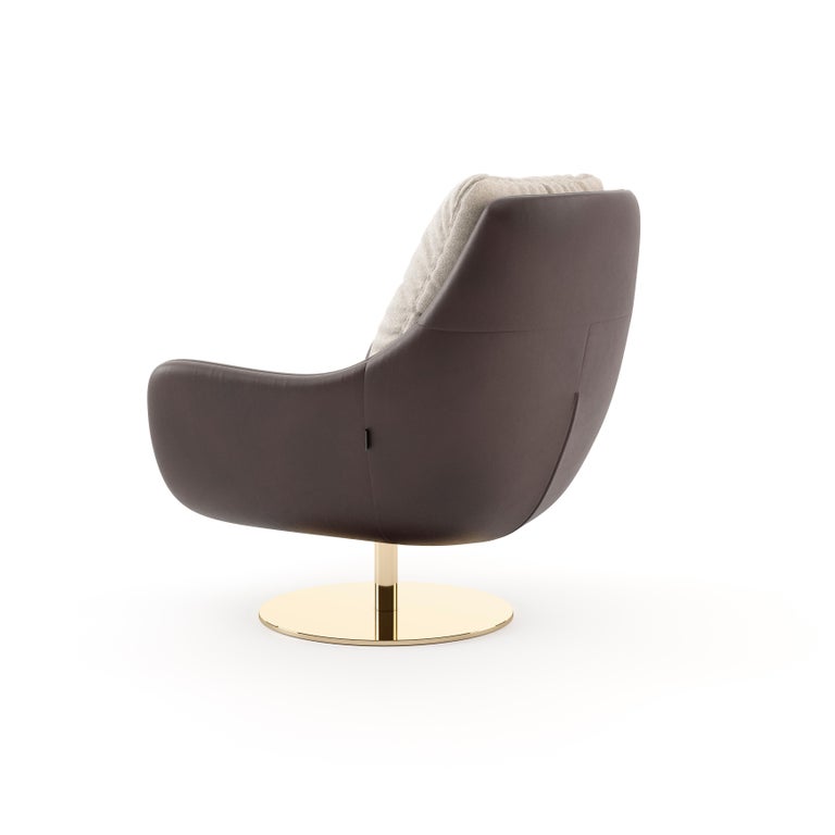 Modern Sophia Armchair, Portuguese 21st Century Contemporary Upholstered with Leather For Sale