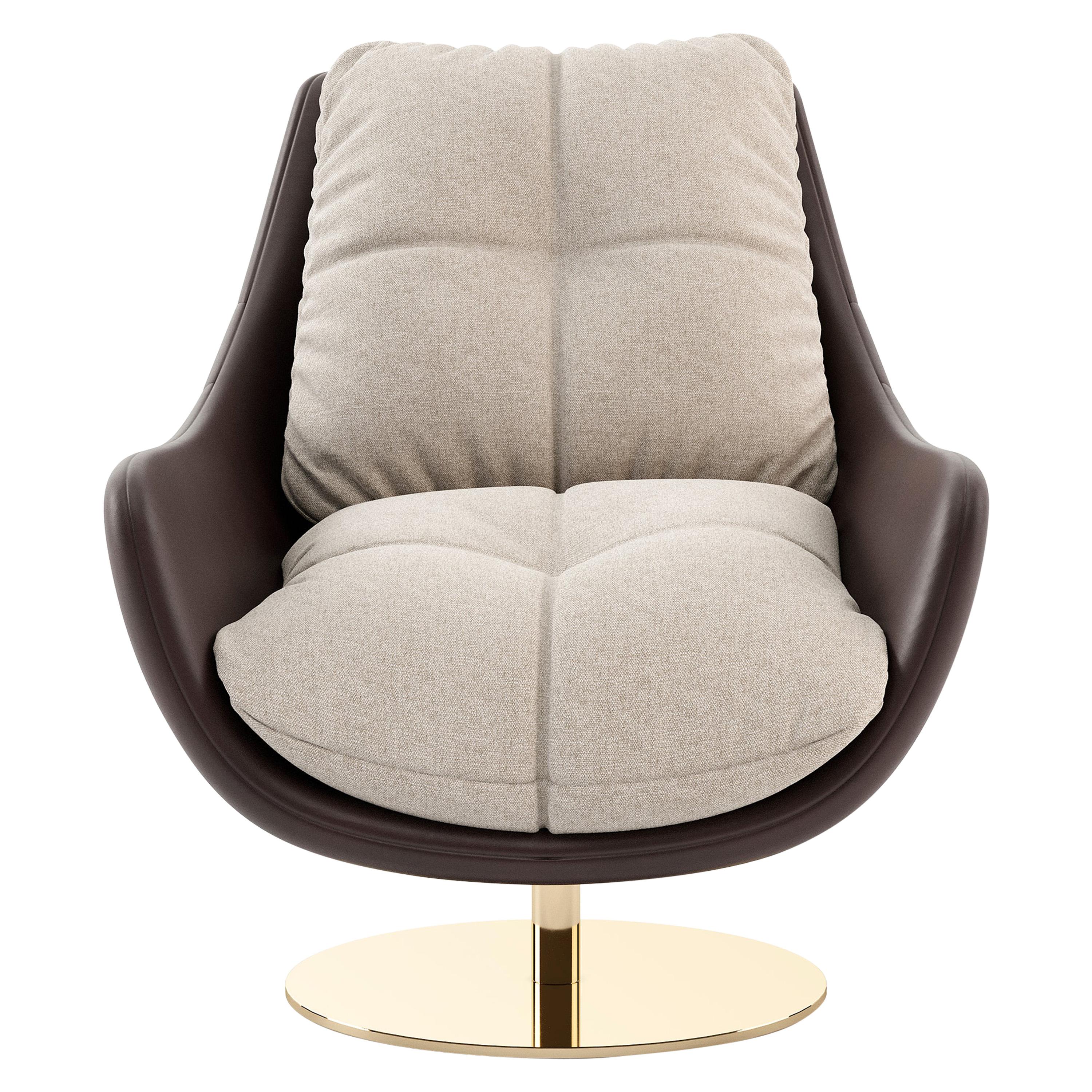 Sophia Armchair, Portuguese 21st Century Contemporary Upholstered with Leather