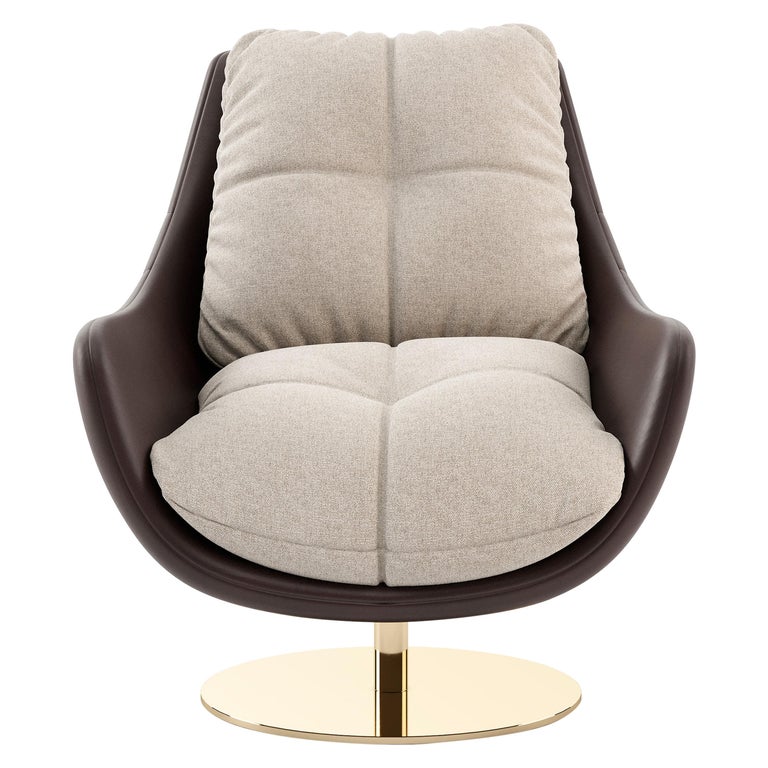 Sophia Armchair, Portuguese 21st Century Contemporary Upholstered with Leather For Sale
