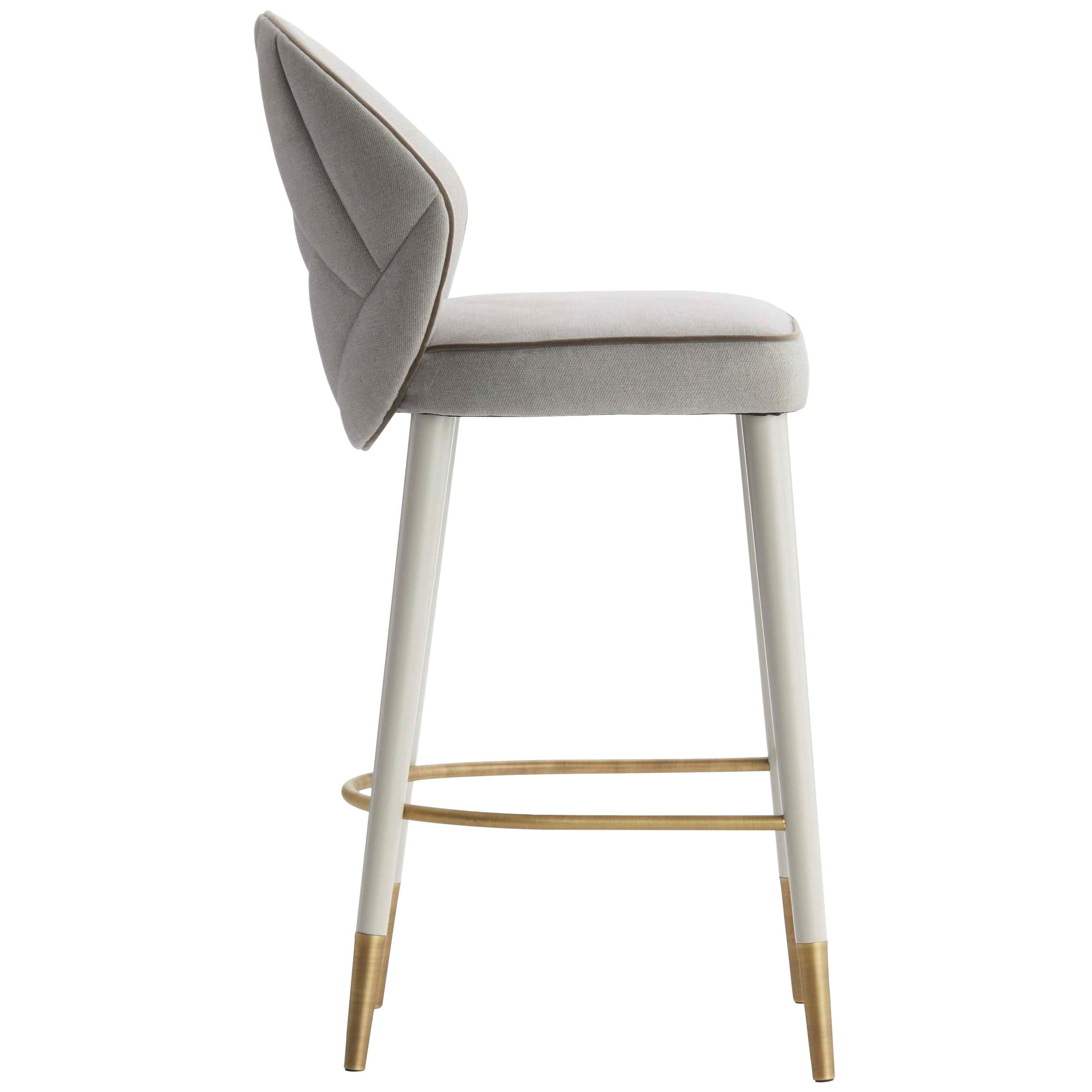 SOPHIA Bar Stool with Antique Brass rest feet and tips For Sale