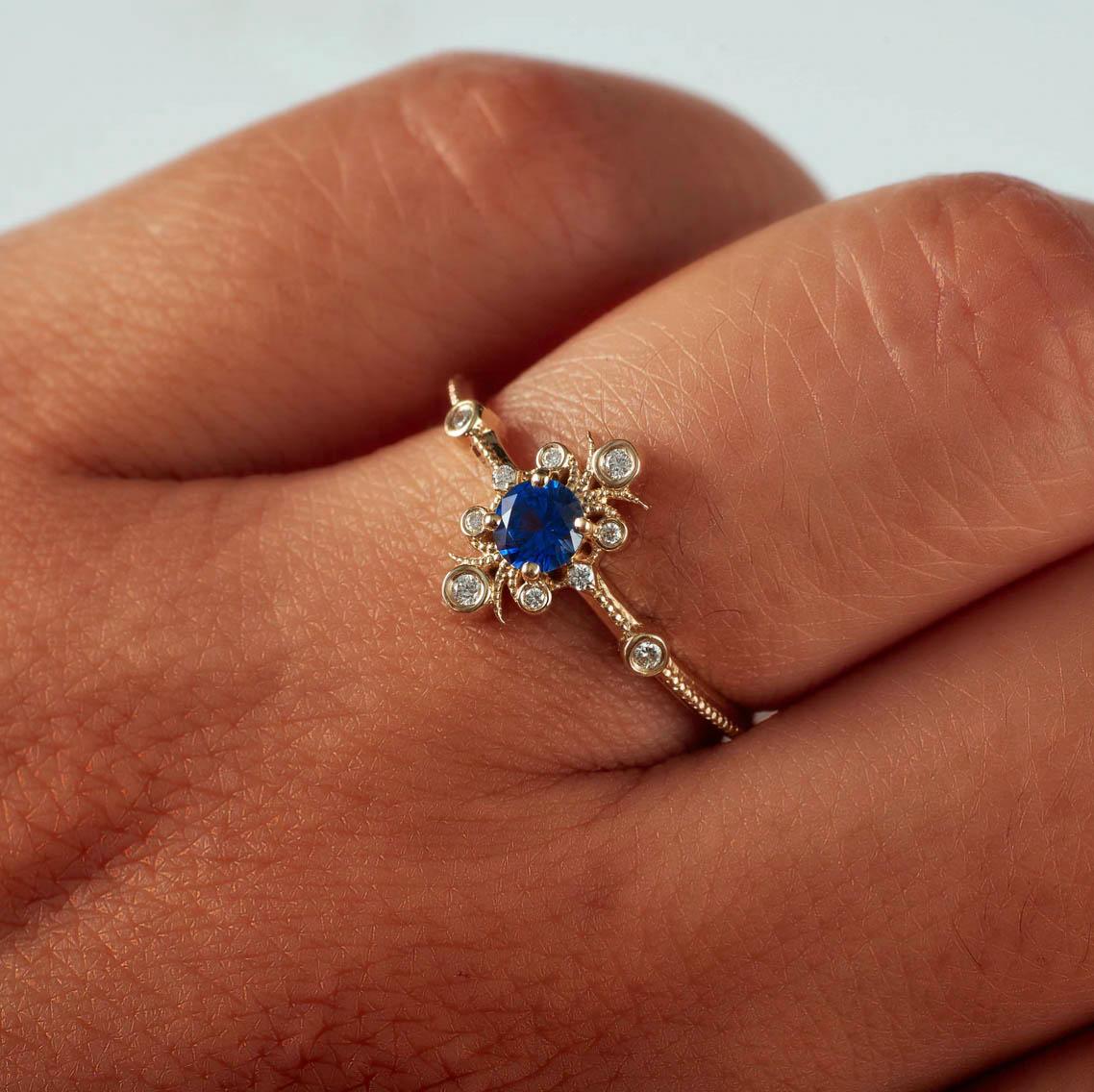 Contemporary Sophia Blue Sapphire Ring For Sale
