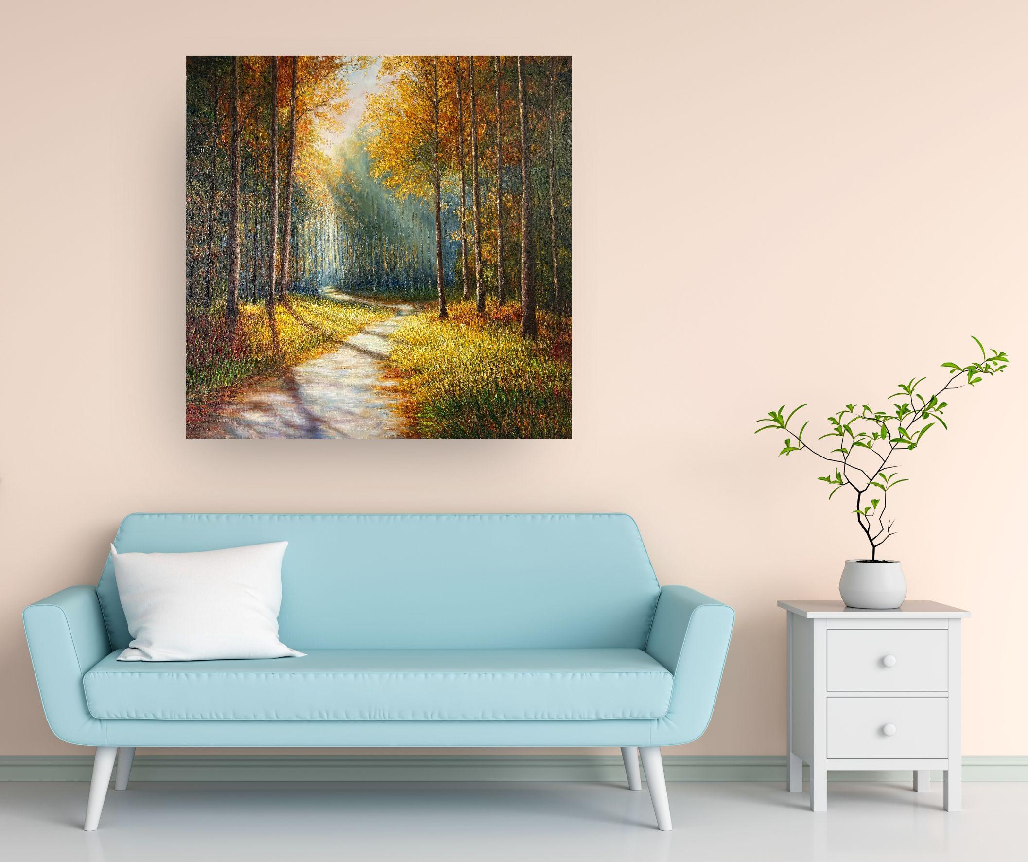 Autumn Glow - original impressionistisches zeitgenössisches Landschaftsgemälde zu verkaufen (Impressionismus), Painting, von Sophia Chalklen