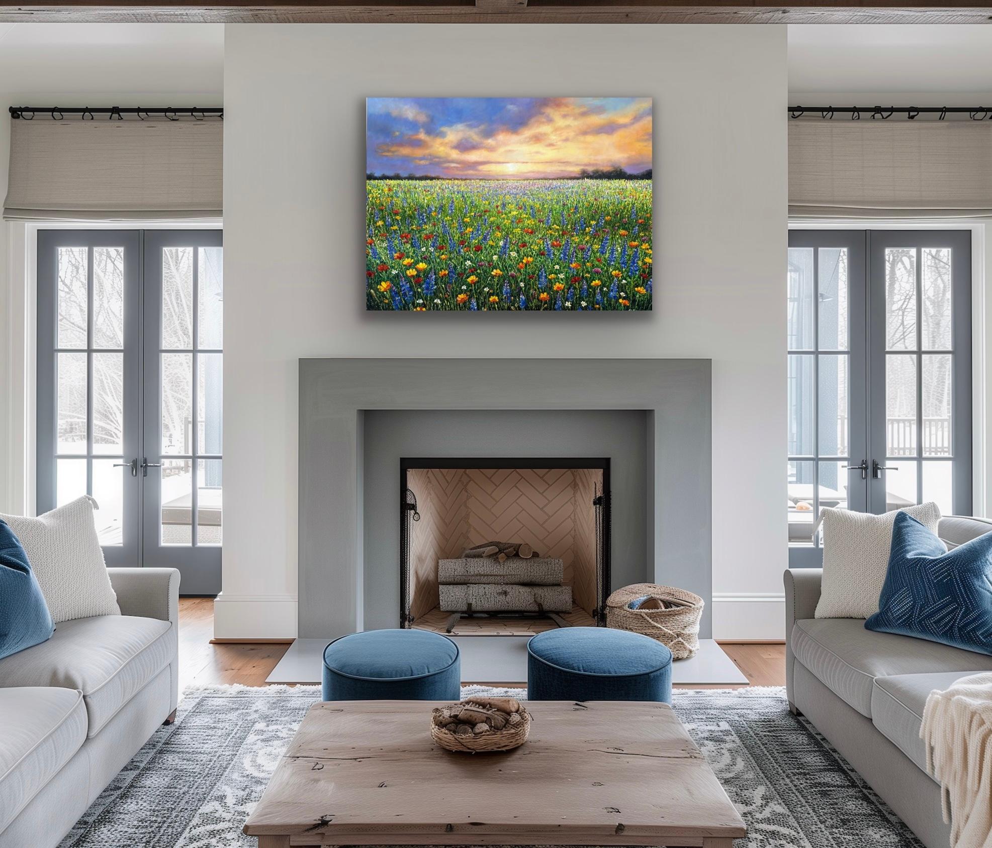 Eternal Bloom - peinture impressionniste originale de paysage - art contemporain en vente 1