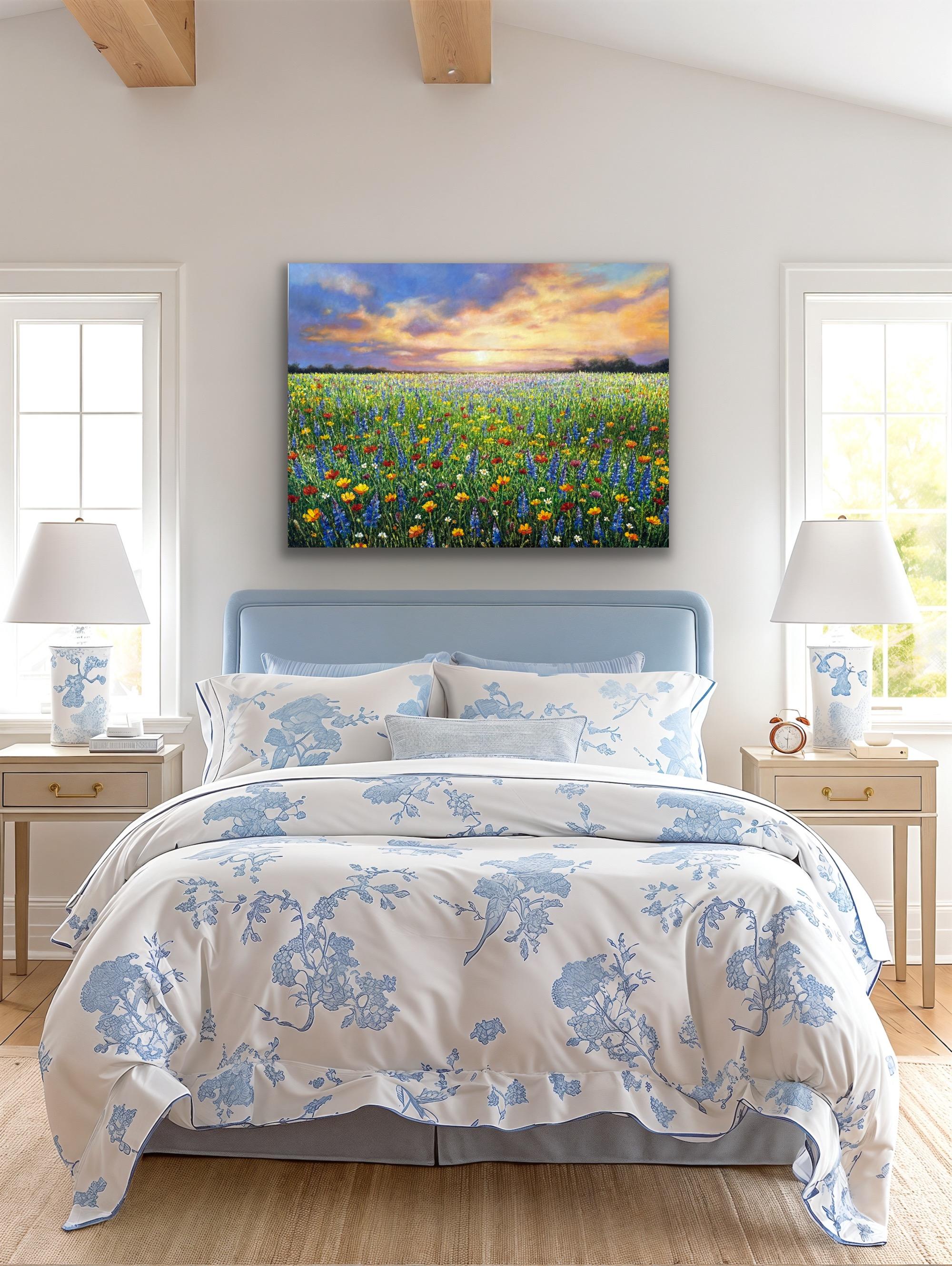 Eternal Bloom - peinture impressionniste originale de paysage - art contemporain en vente 3