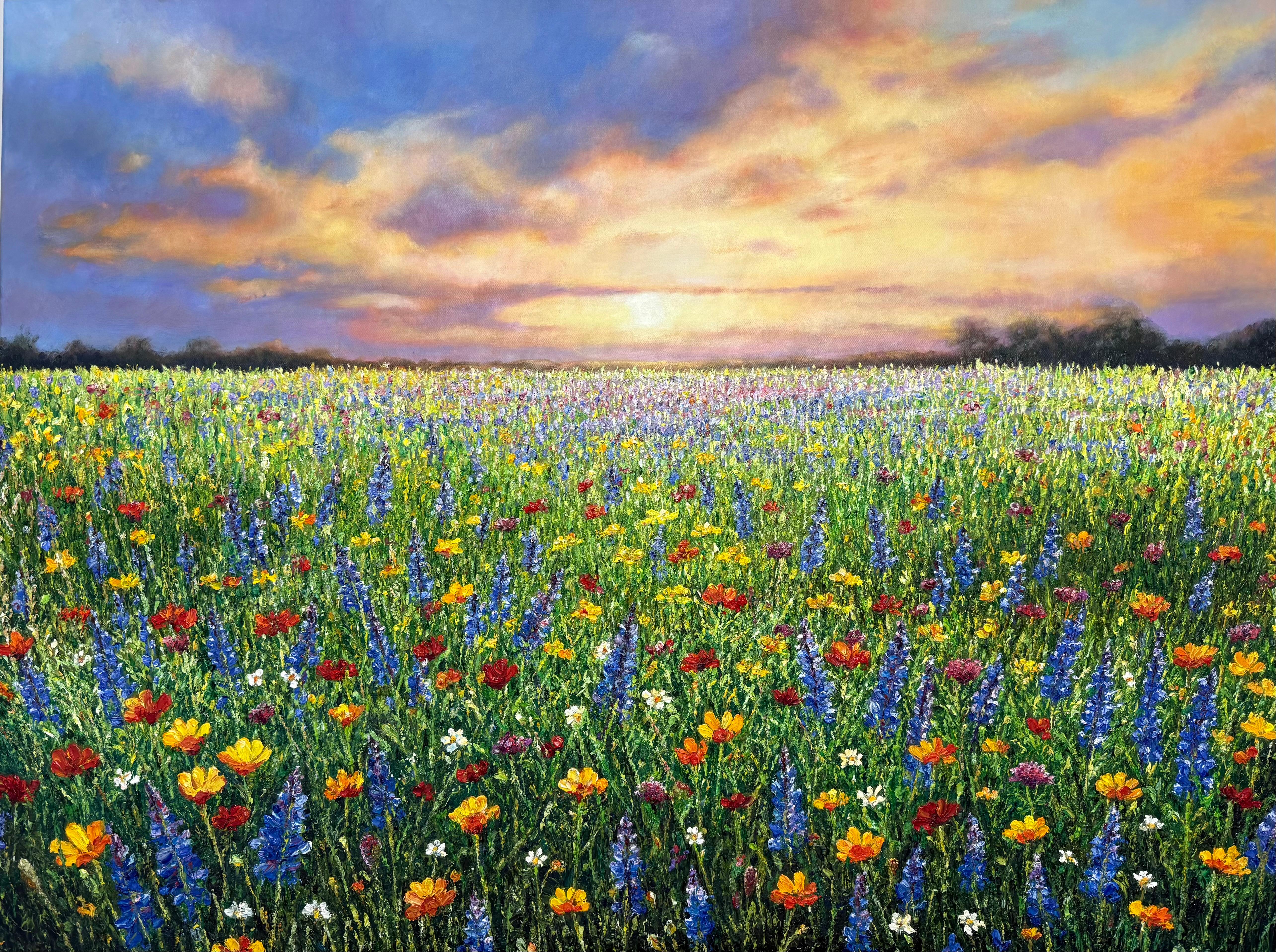 Eternal Bloom - peinture impressionniste originale de paysage - art contemporain - Painting de Sophia Chalklen