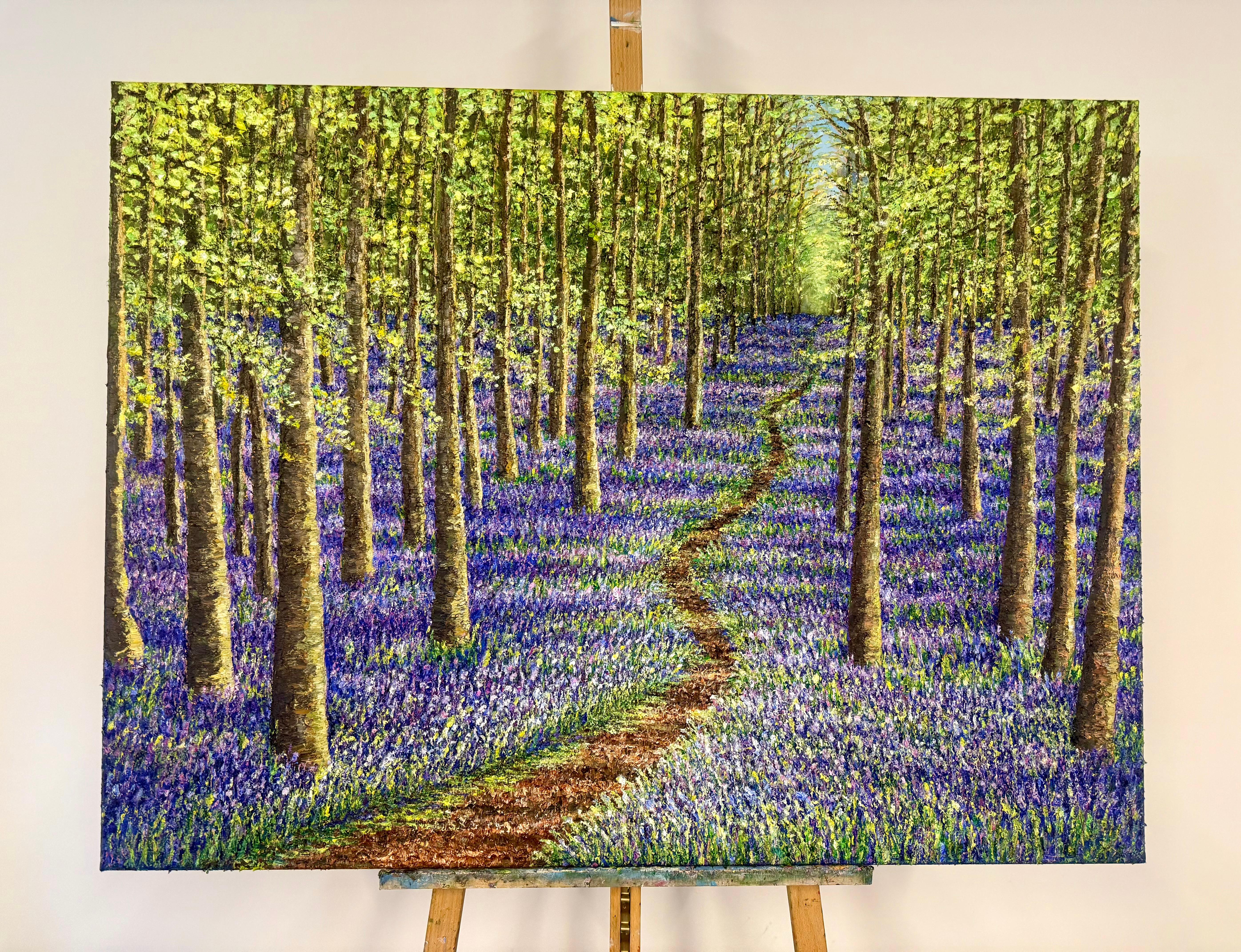 Eternal Bluebell-originale Realismus Landschaft Ölgemälde-zeitgenössischen Kunstwerk (Impressionismus), Painting, von Sophia Chalklen