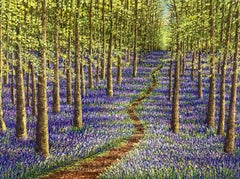 Eternal Bluebells-original realism landscape oil painting-contemporary artwork