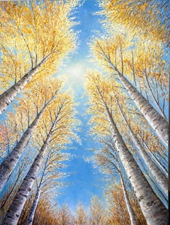 Pintura al óleo «Golden Reverence», paisaje impresionista, 120 x 90 cm