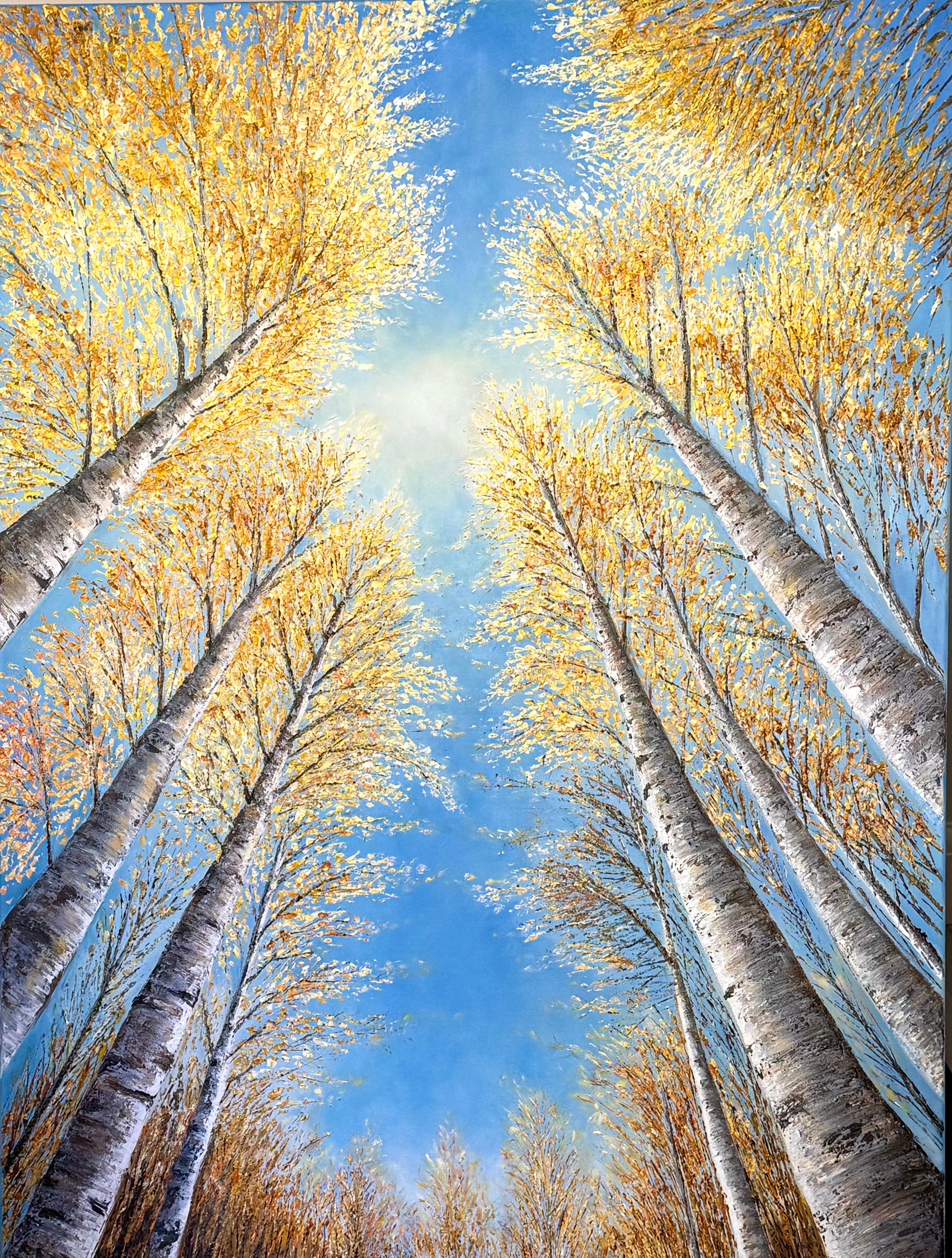 Golden Reverence - pittura a olio originale di paesaggio - opera d'arte contemporanea