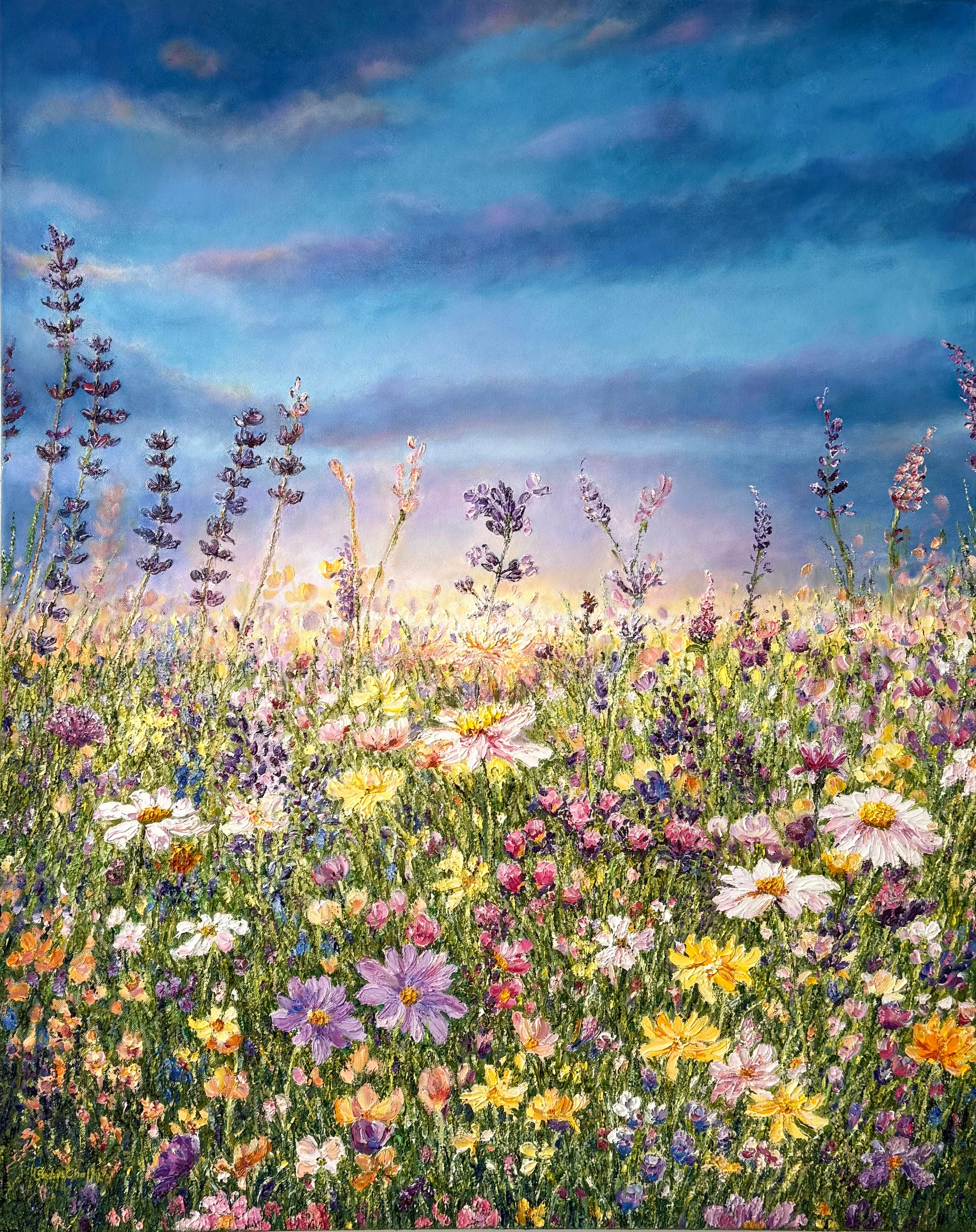 Meadow of Light - peinture à l'huile de paysage réaliste-œuvre d'art contemporaine
