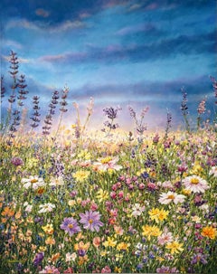Meadow of Light - peinture à l'huile de paysage réaliste-œuvre d'art contemporaine