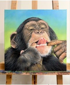 Mischief - Oil on Canvas Wildlife Painting, Contemporary Realism, 40cm