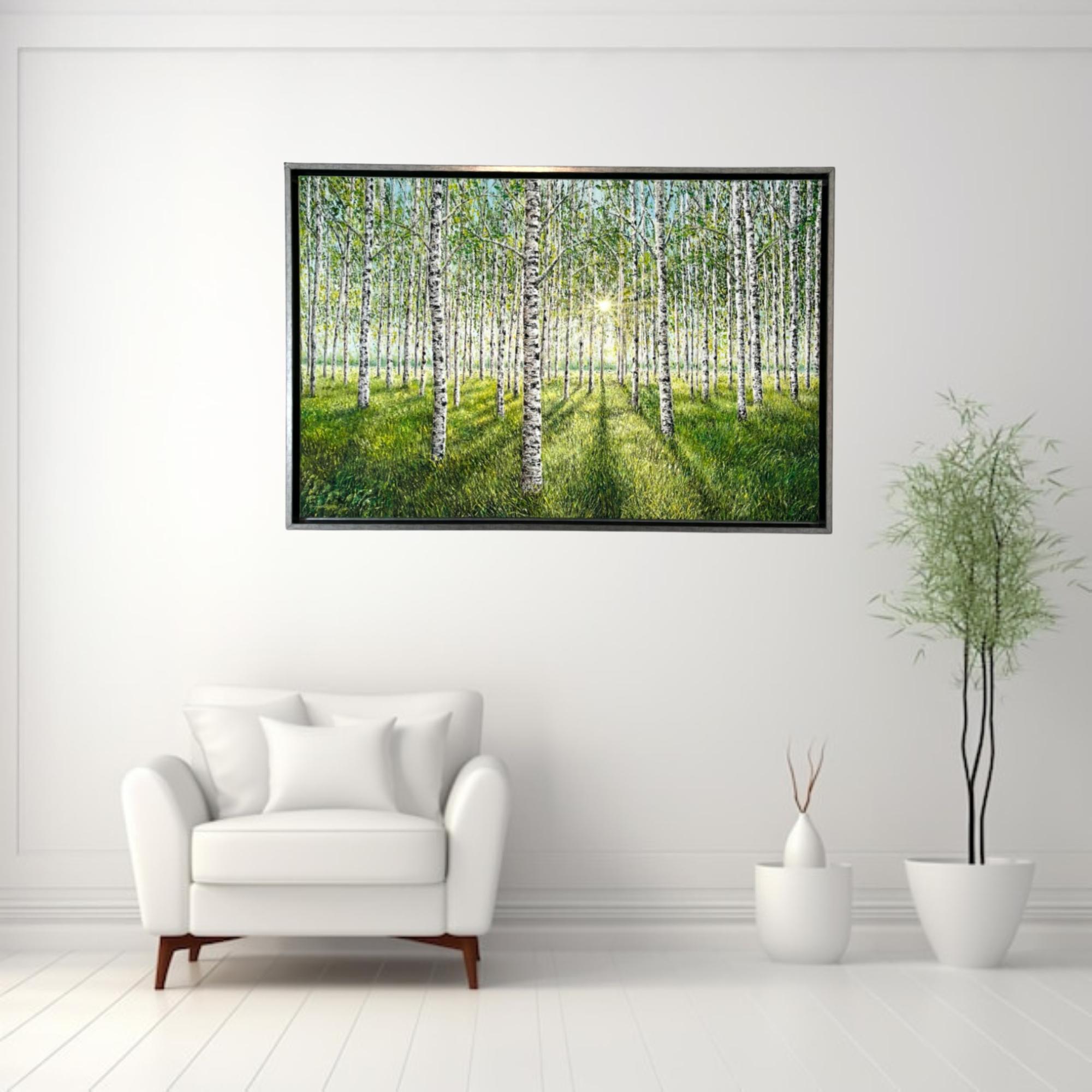 New Beginnings-original realism landscape forest oil painting-contemporary Art en vente 2
