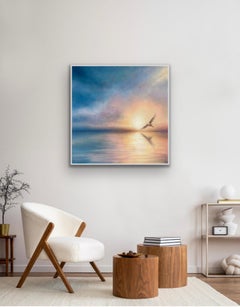 "Sulle ali della luce": dipinto a olio paesaggistico in stile realismo contemporaneo originale, 80 cm
