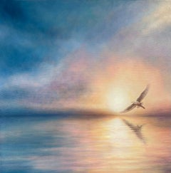 "Sulle ali della luce": dipinto a olio paesaggistico in stile realismo contemporaneo originale, 80 cm
