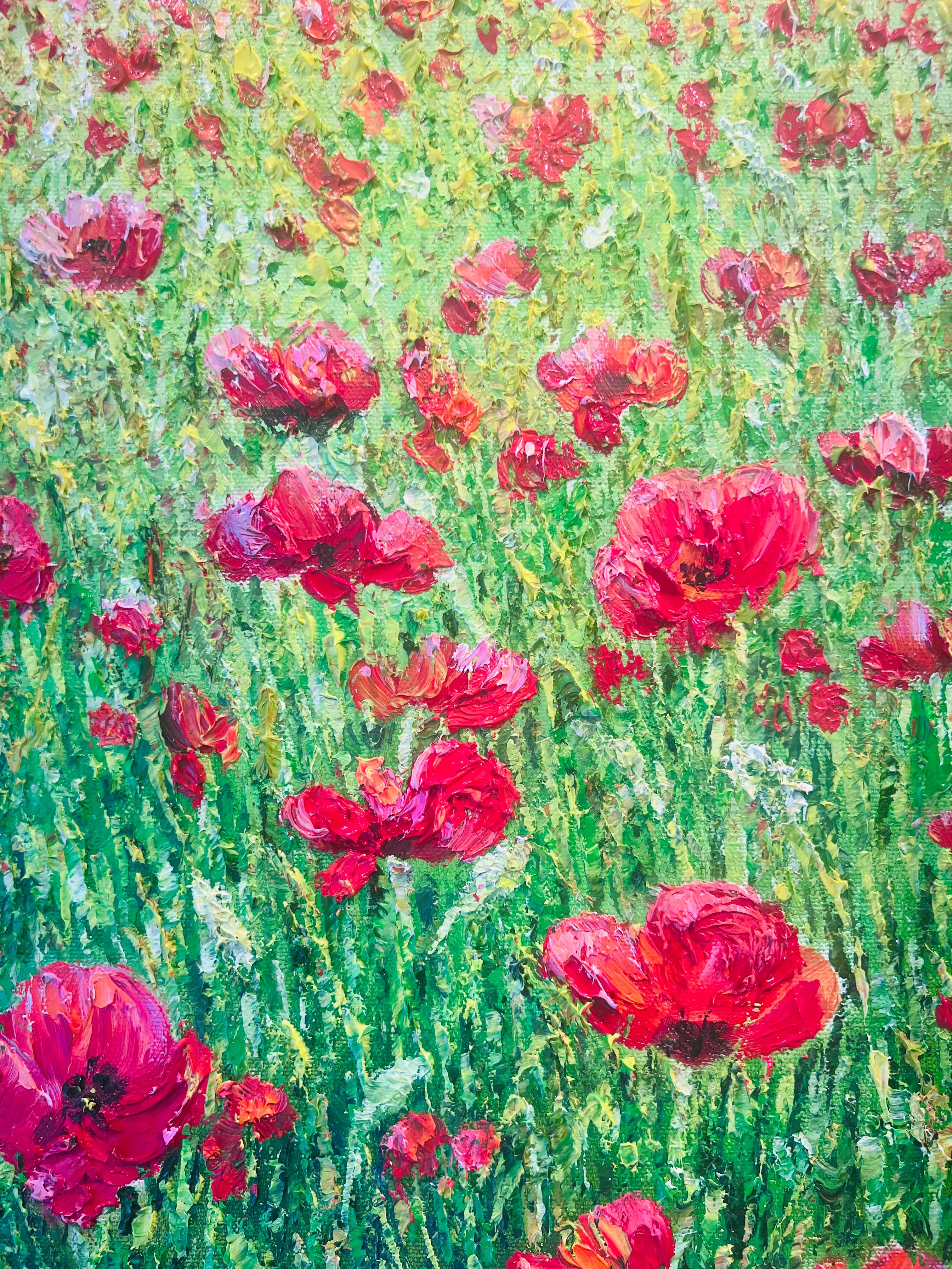 Love's Awakening-original realism landscape floral oil painting-contemporary Art - Painting by Sophia Chalklen