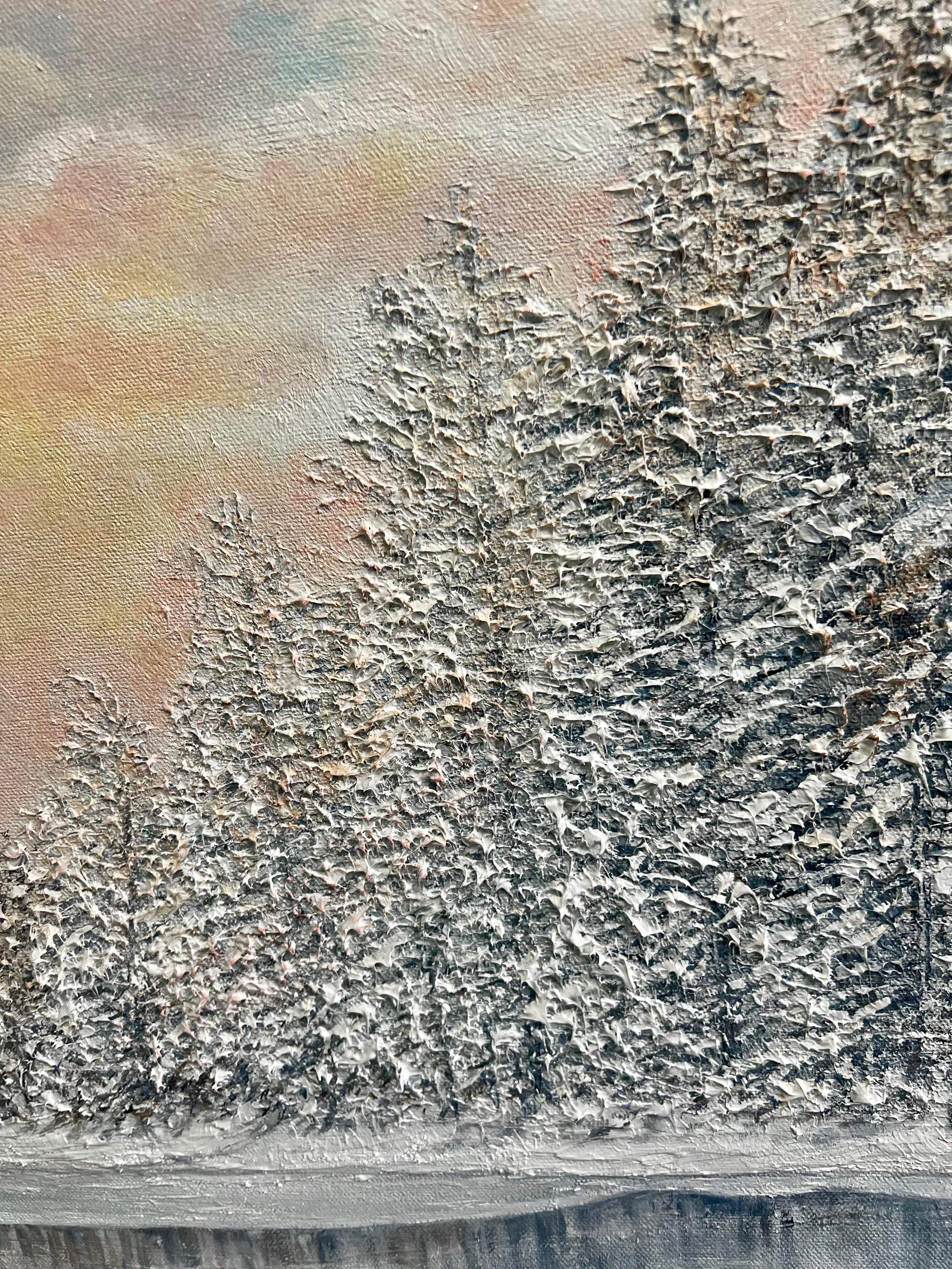 Snowy Haven - original impressionistisches Landschaftsgemälde - zeitgenössische Kunst (Impressionismus), Painting, von Sophia Chalklen