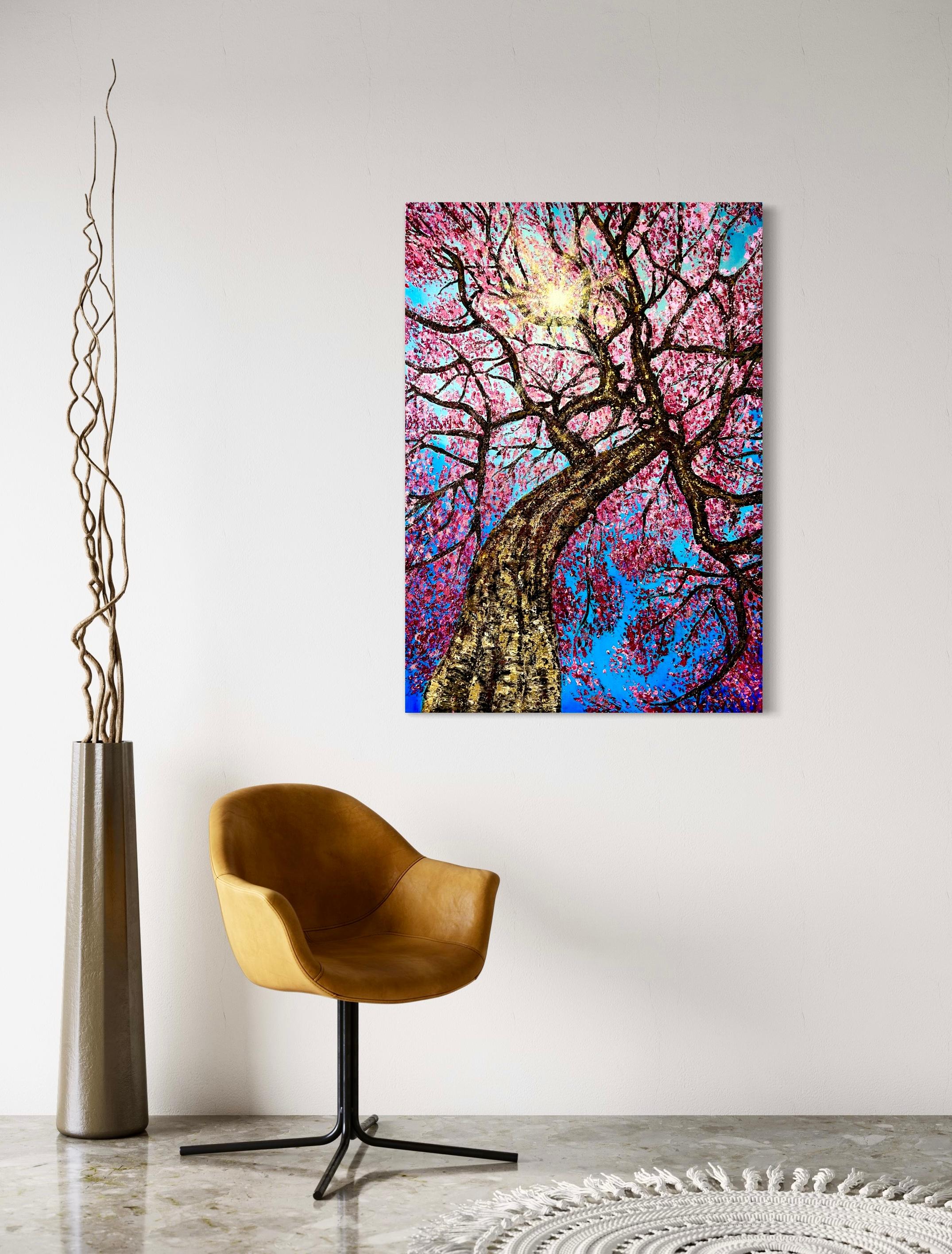 Sonnentanz - Original Impressionismus Blumenlandschaft Gemälde - zeitgenössische Kunst (Schwarz), Landscape Painting, von Sophia Chalklen