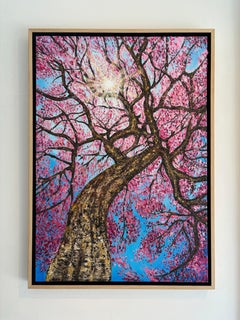 Danse du soleil - peinture impressionniste originale de paysage floral - Art contemporain