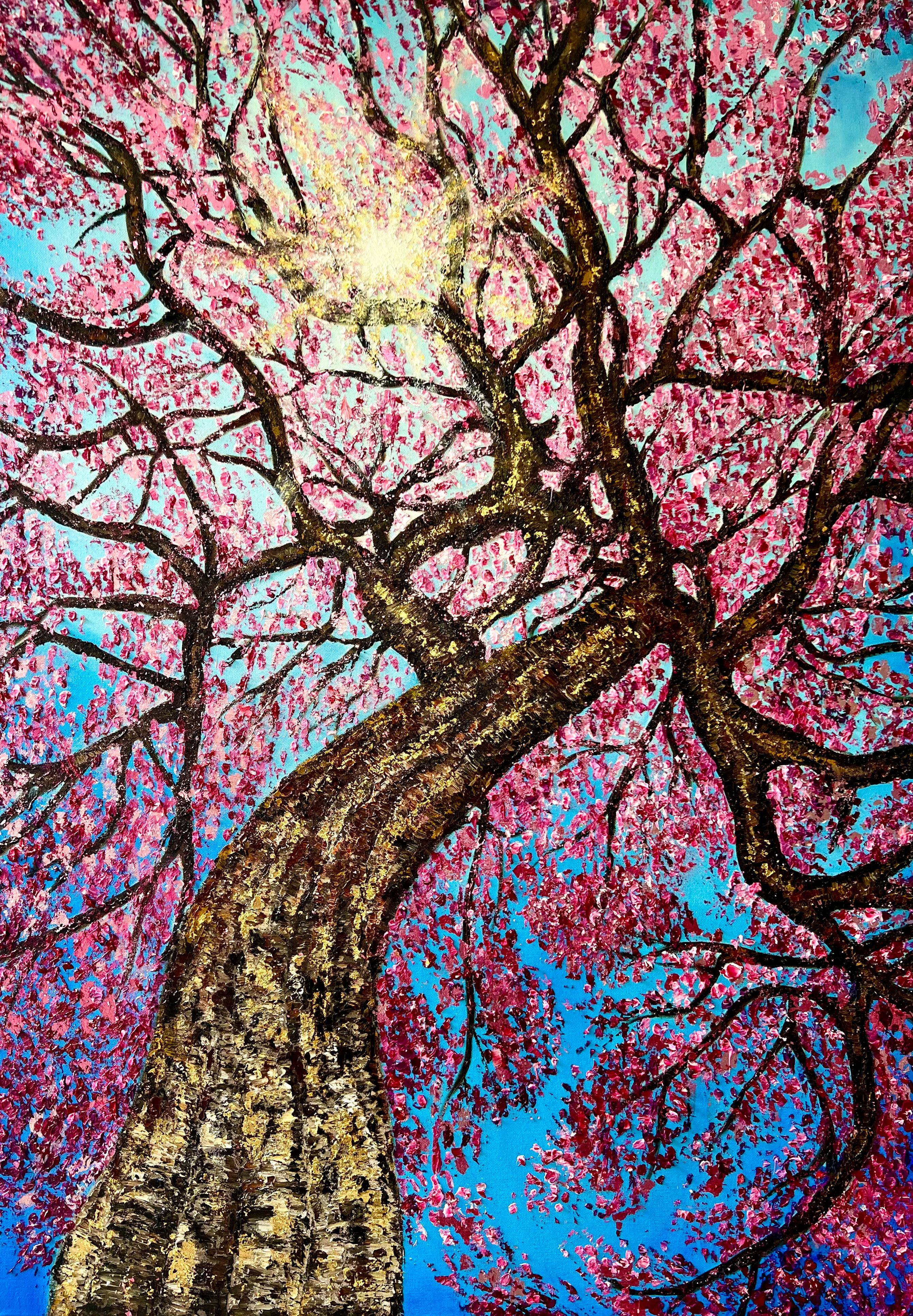 Sonnentanz - Original Impressionismus Blumenlandschaft Gemälde - zeitgenössische Kunst