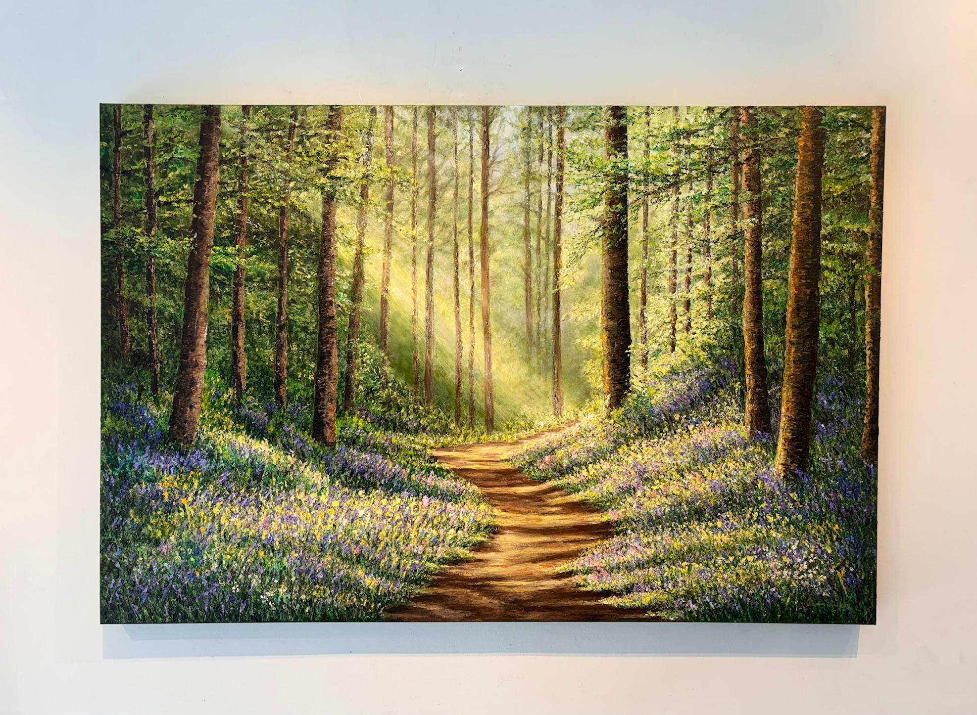 Le campanule - quadro originale di paesaggio impressionista - Arte contemporanea in vendita 1