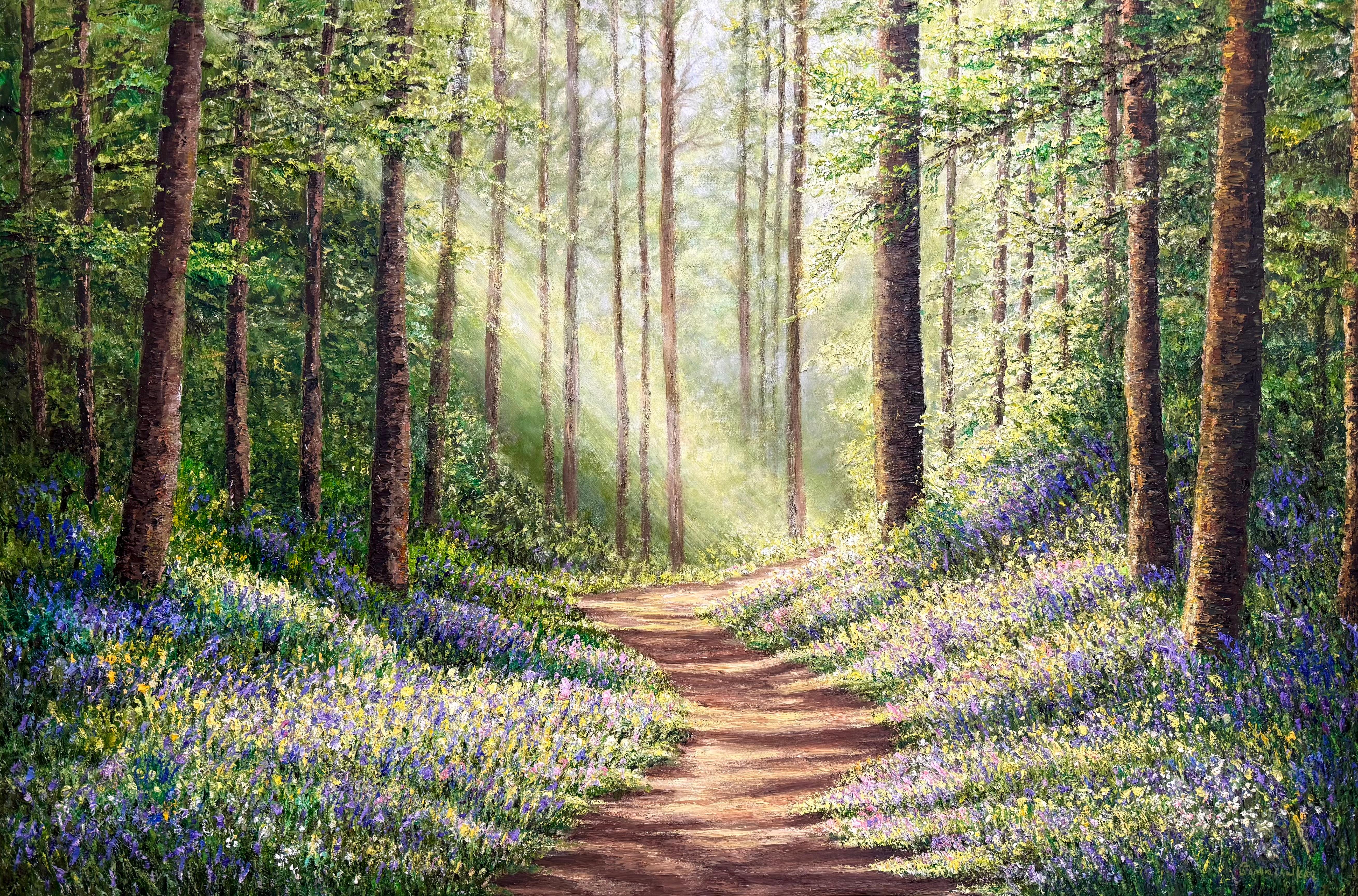 Le campanule - quadro originale di paesaggio impressionista - Arte contemporanea - Painting di Sophia Chalklen