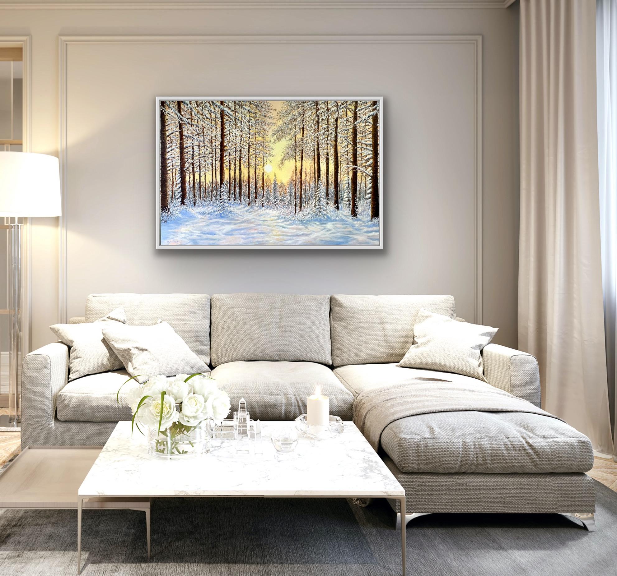 La magia del invierno - pintura original de paisaje impresionista-Arte contemporáneo - Painting de Sophia Chalklen