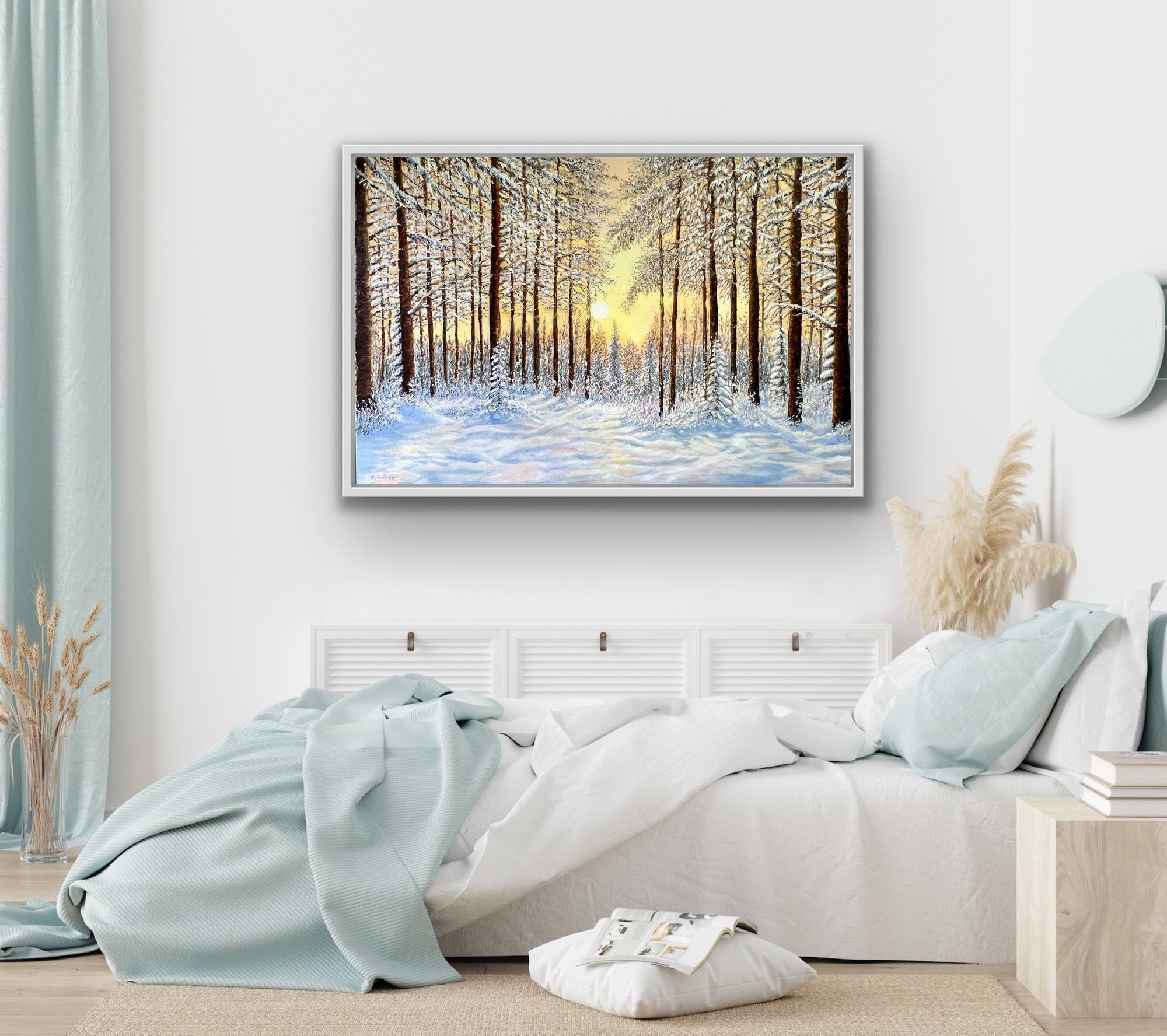 La magia del invierno - pintura original de paisaje impresionista-Arte contemporáneo - Painting Impresionista de Sophia Chalklen