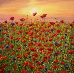 The Poppies - original impressionism landscape painting - contemporary artwork