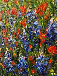 Where Bluebonnets Glow - original landscape oil painting- contemporary artwork