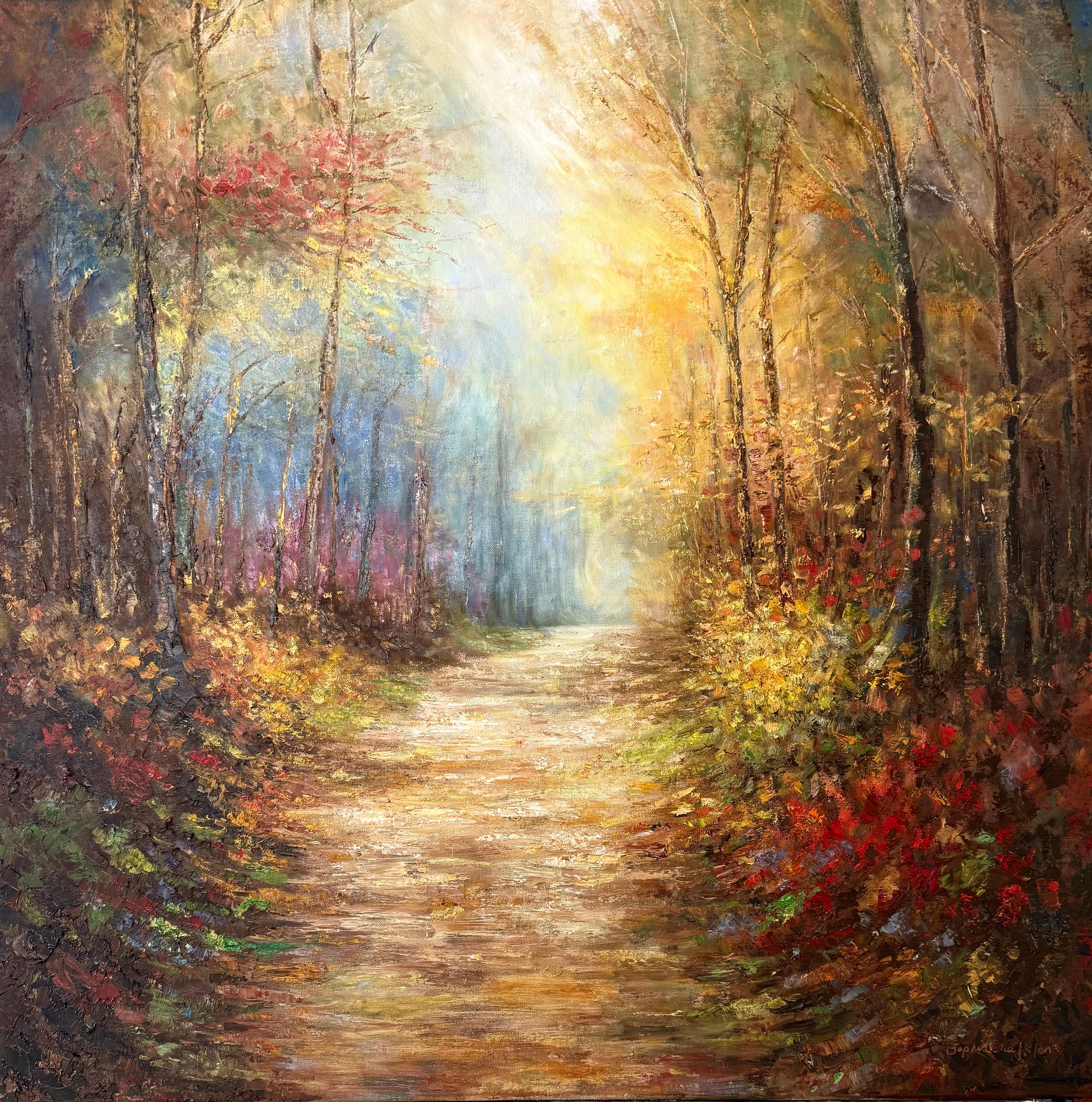 Where Light Finds - peinture à l'huile de paysage réaliste-œuvre d'art contemporaine