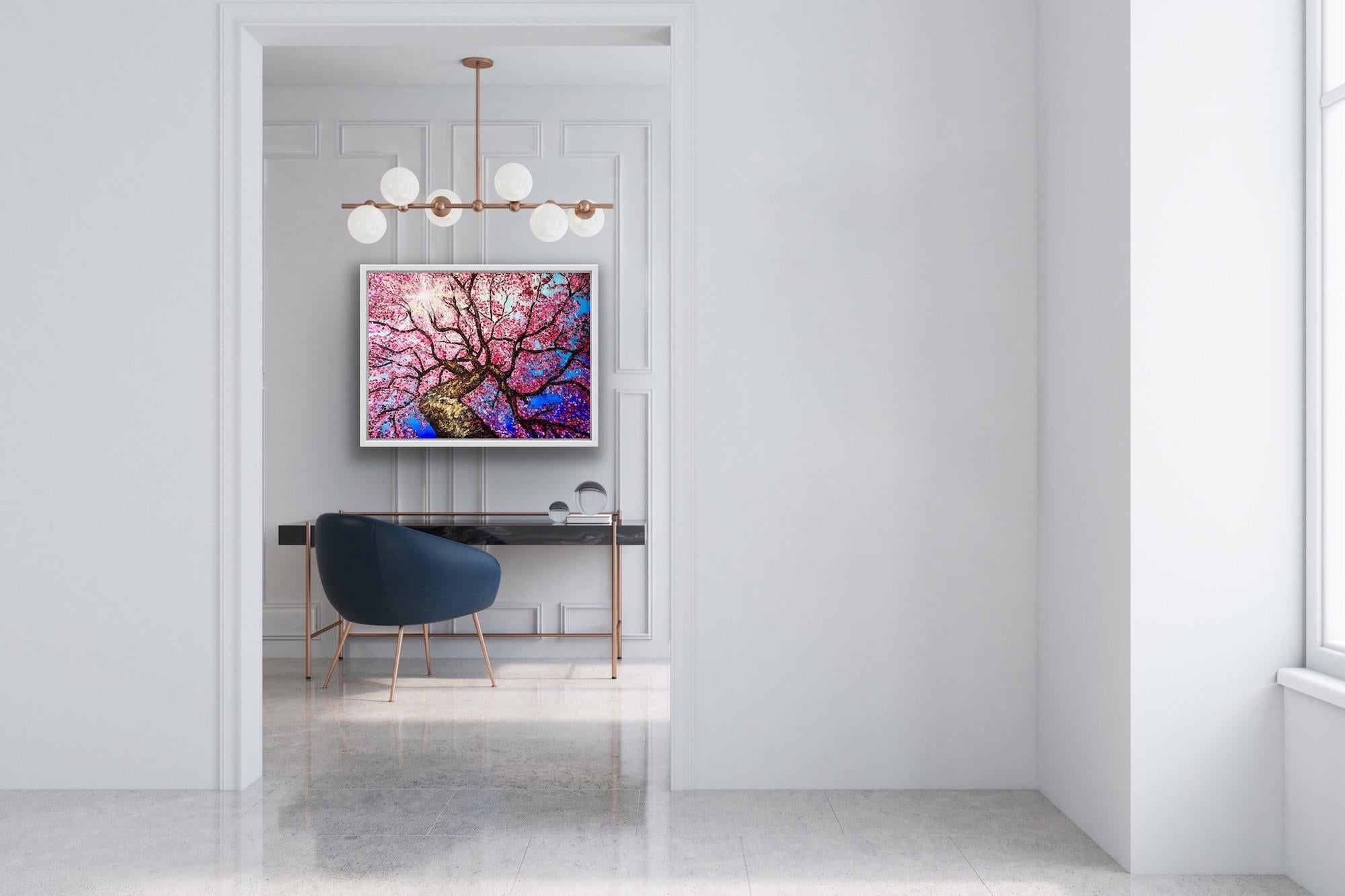 Cherry Blossom Dream, Original Tree Art, Skyscape Painting, Springtime Painting For Sale 2